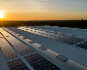 Rooftop Solar System with a sunset