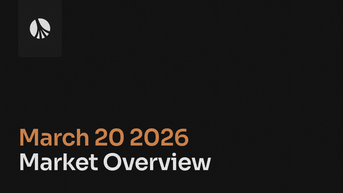 Rootstone weekly market overview banner dated March 20, 2026, titled Crypto Market Overview with a dark-themed financial data visualization layout.