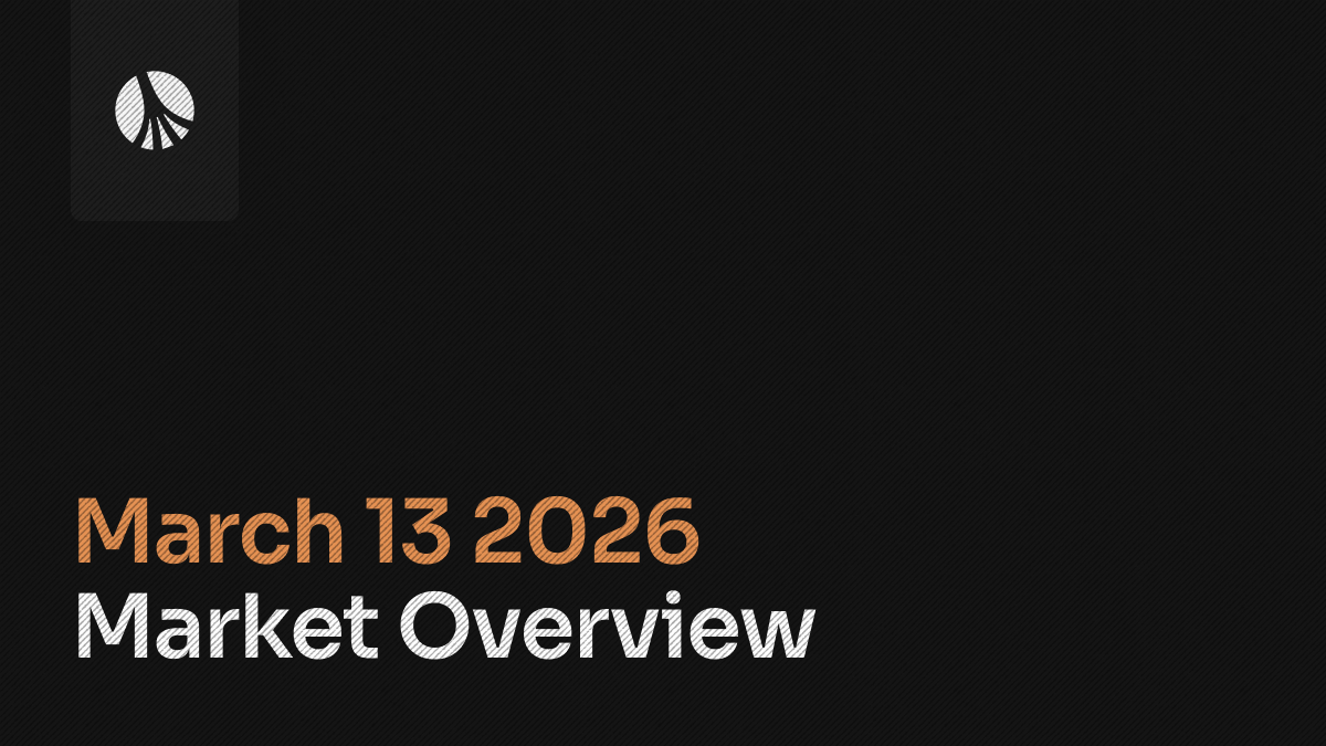 Rootstone weekly market overview banner dated March 13, 2026, titled Crypto Market Overview with a dark-themed financial data visualization layout.
