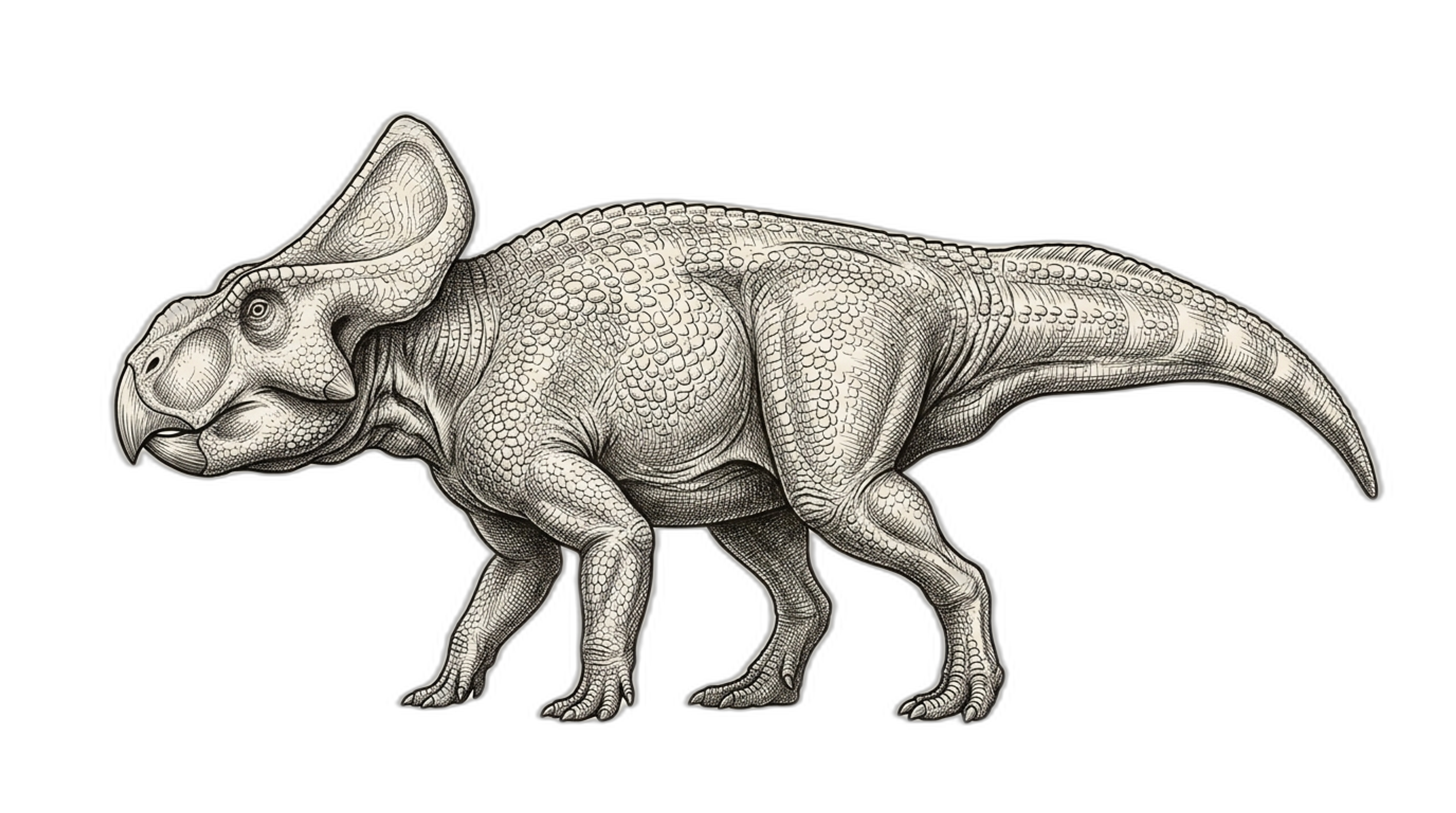 AI Reconstruction of Protoceratops andrewsi, generated in 2026