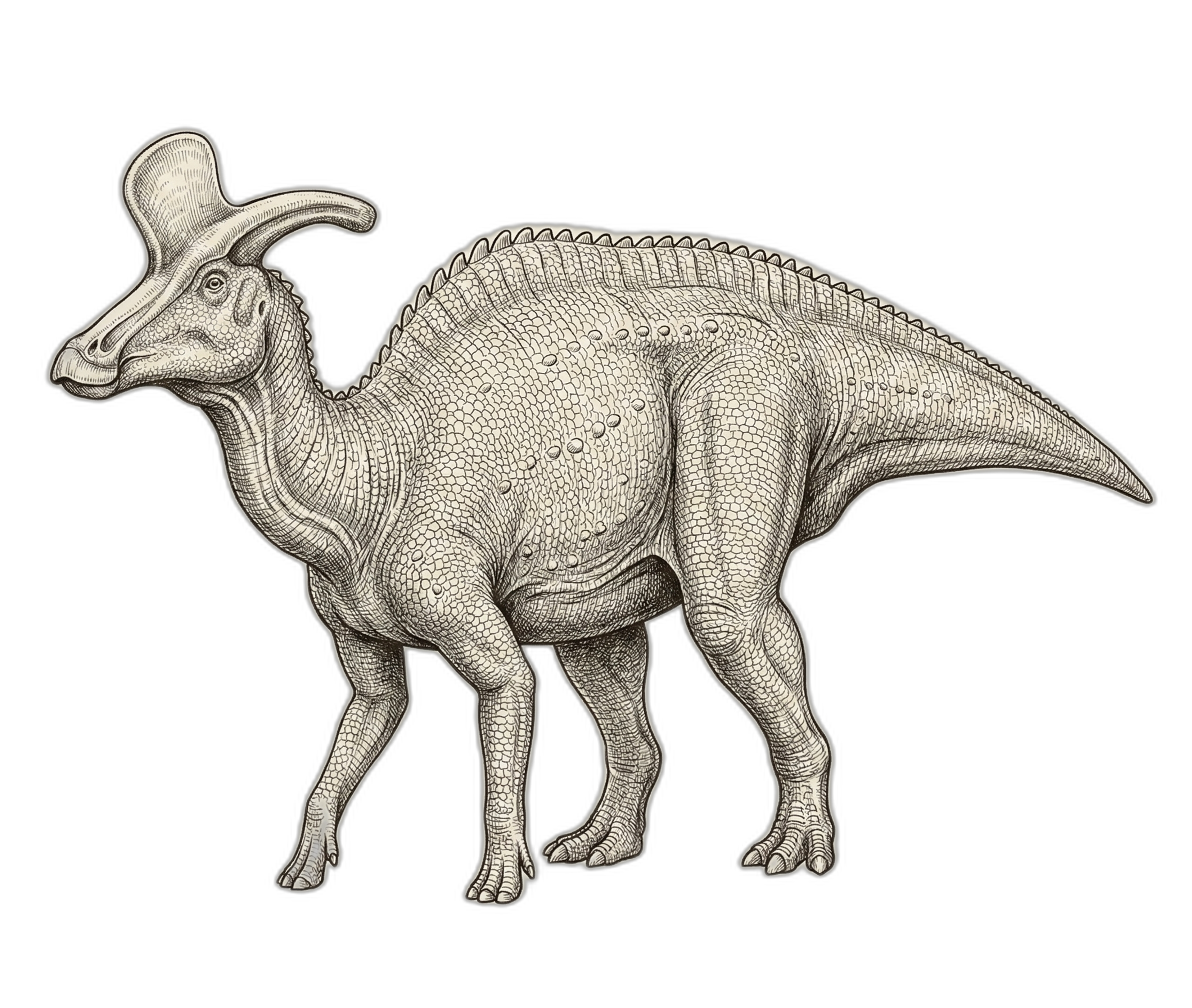AI Reconstruction of Lambeosaurus lambei, generated in 2026