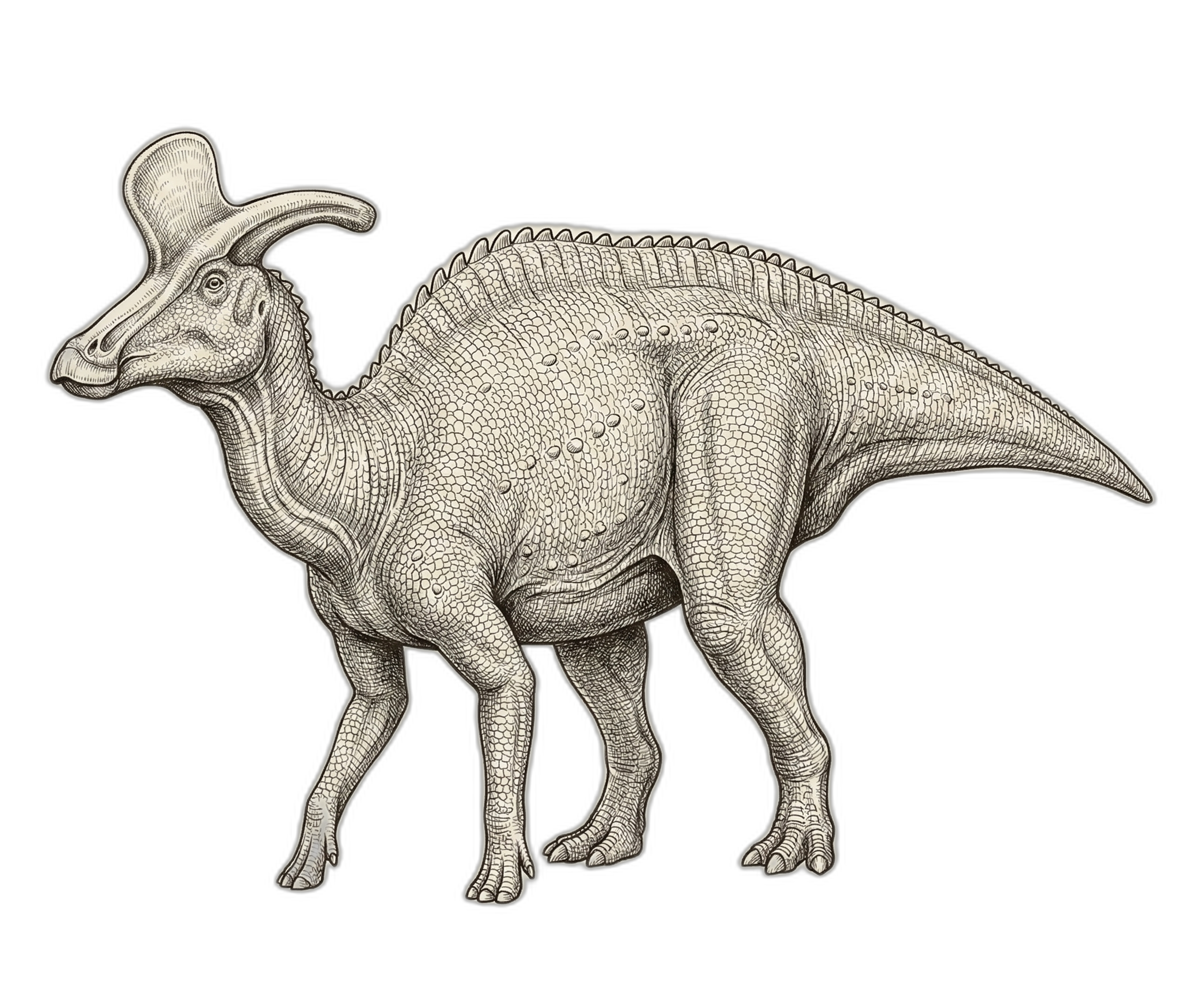 AI Reconstruction of Lambeosaurus lambei, generated in 2026 AI Reconstruction of Lambeosaurus lambei, generated in 2026