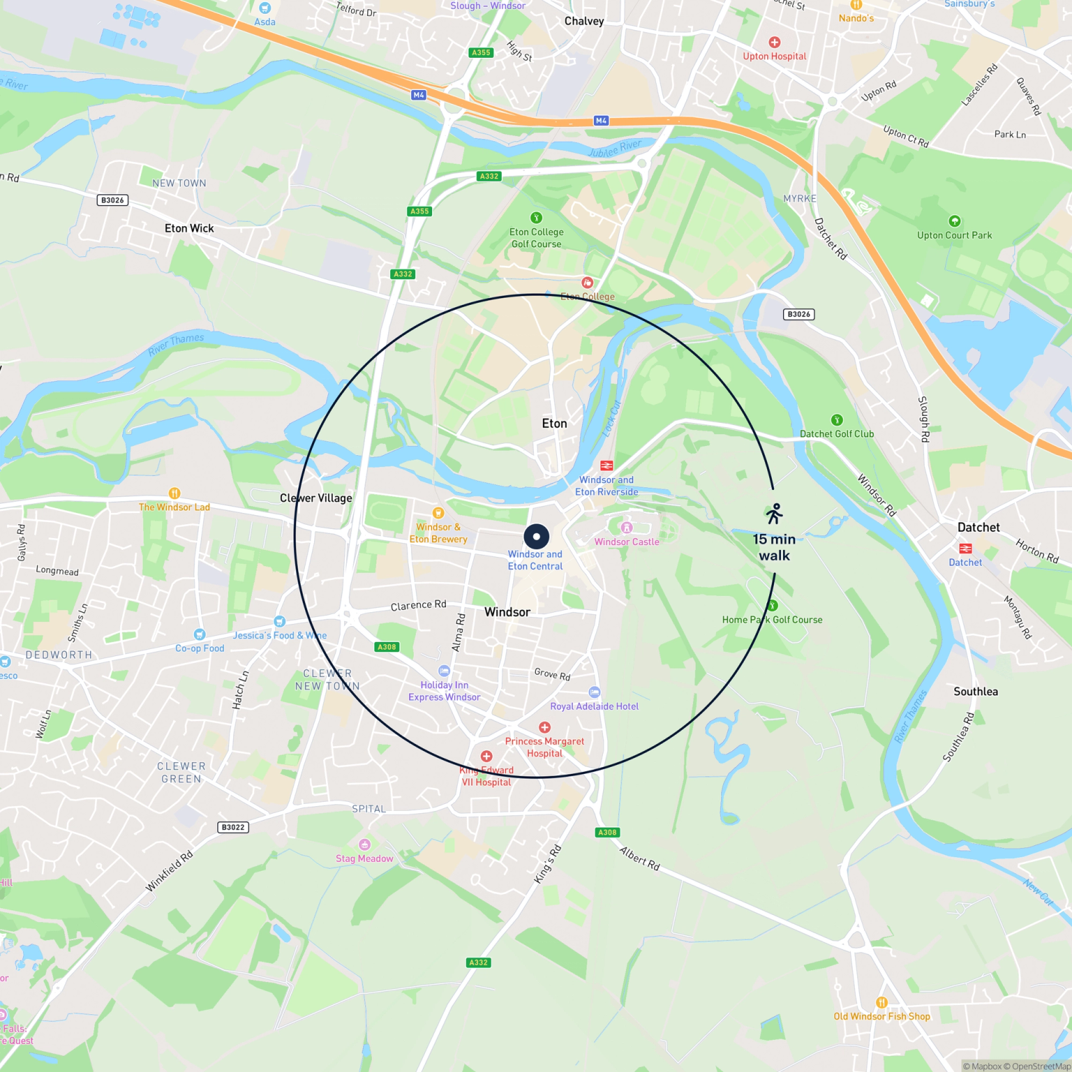 Map showing the location of Car Parking - No.10 Bridgwater Way, Windsor, DC2007 and the surrounding 15 minute walk area.
