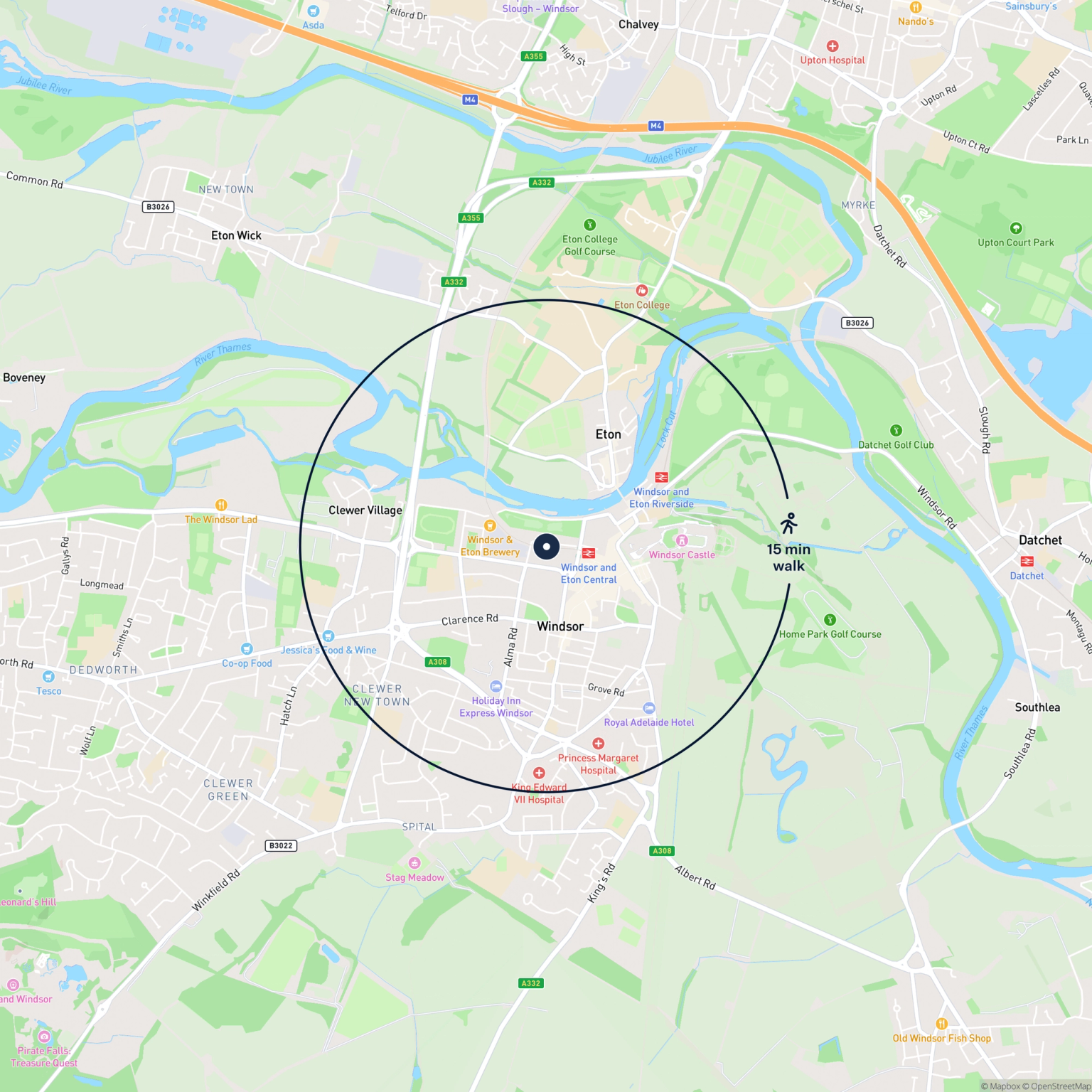 Map showing the location of Units 49 & 50 Alma Road, Windsor, SL4 1QZ and the surrounding 15 minute walk area.
