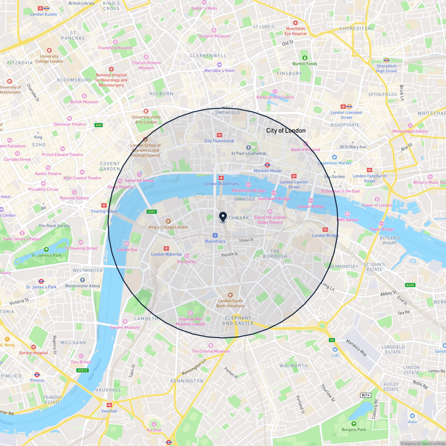Map showing the location of 10 Chancel Street, Southwark, SE1 0UX and the surrounding 15 minute walk area.