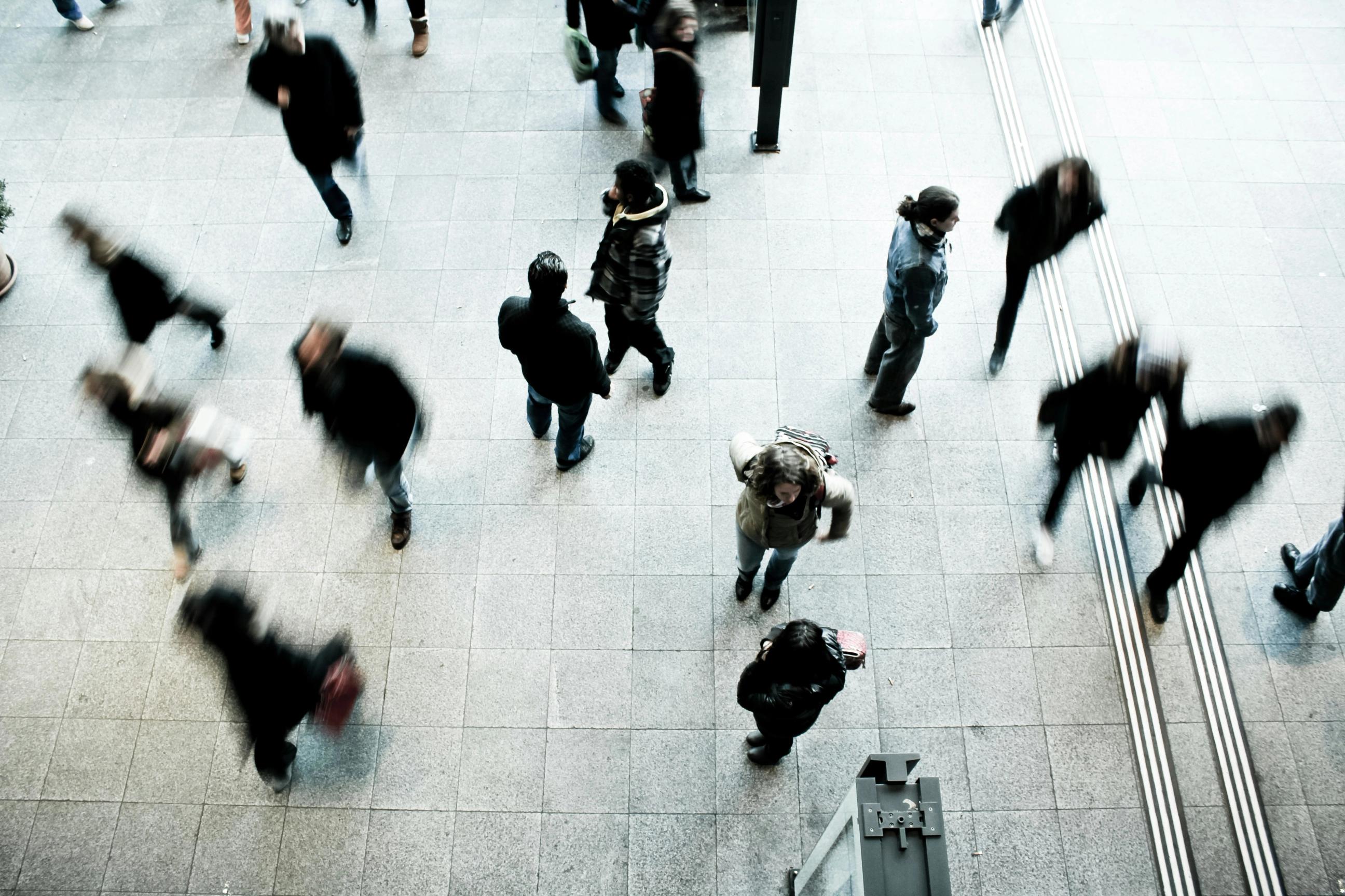 Policy-makers and advocacy professionals in the lobby 