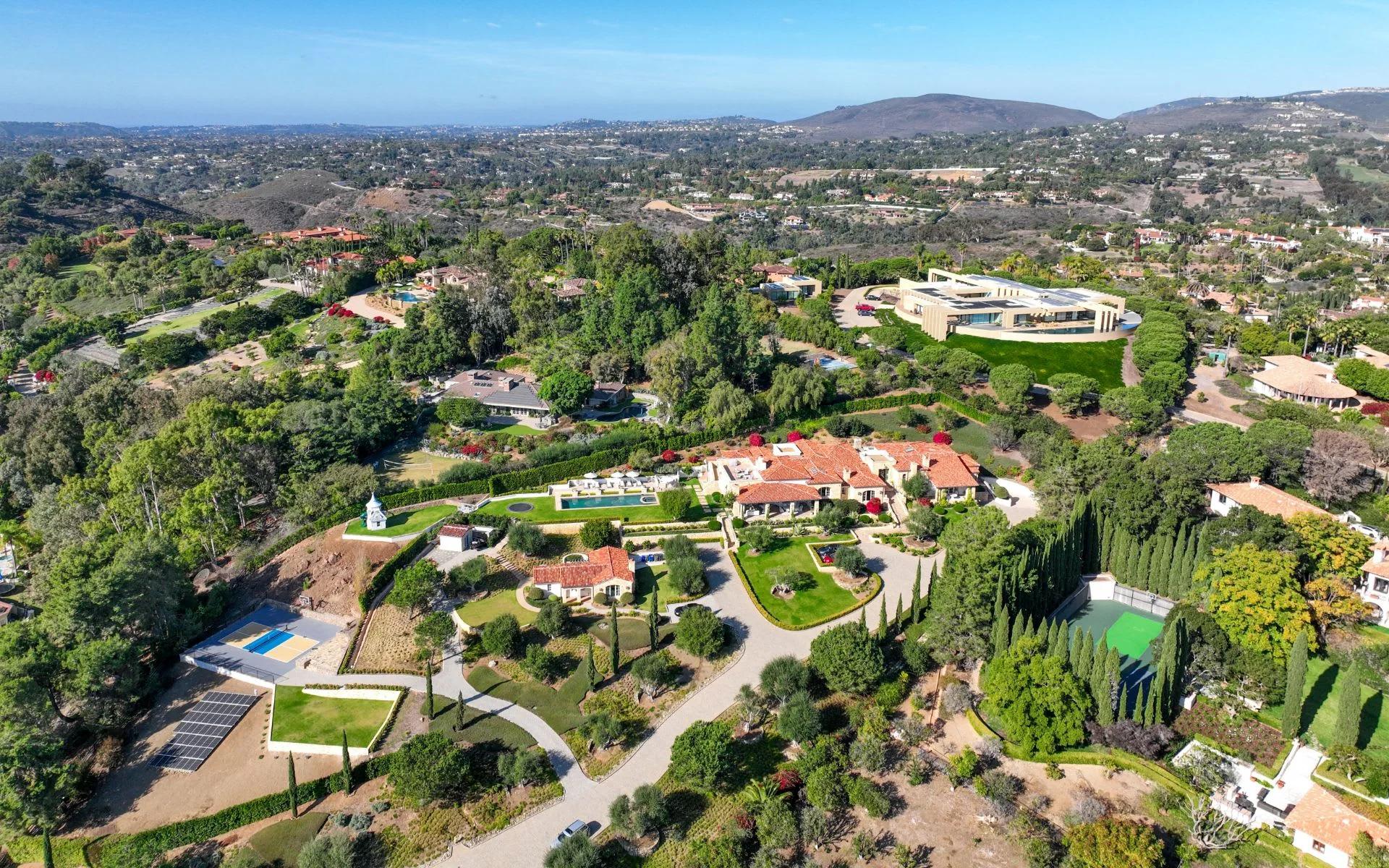 Aerial view of Rancho Santa Fe estates