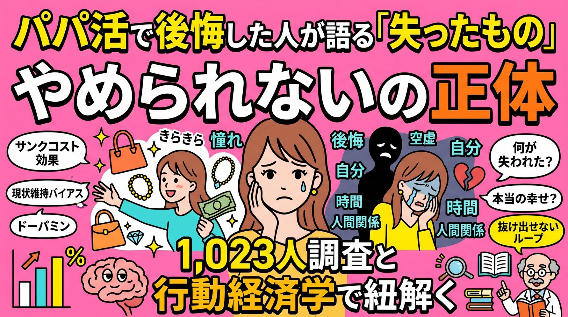 パパ活で後悔した人が語る"失ったもの"。1,023人調査と行動経済学で読み解く「やめられない」の正体