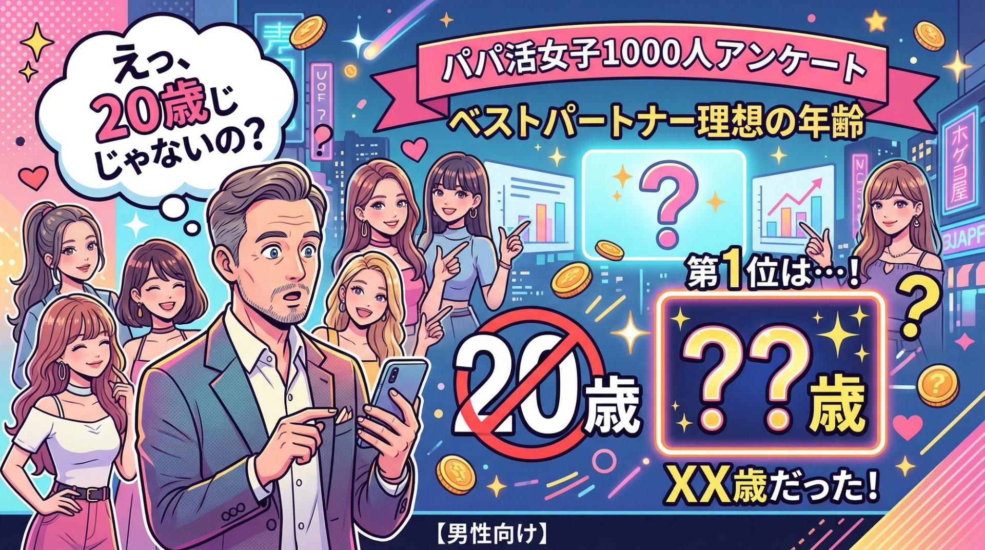 【男性向け】パパ活1000人調査「最高だった相手」の年齢、1位は20歳じゃなく○○歳だった