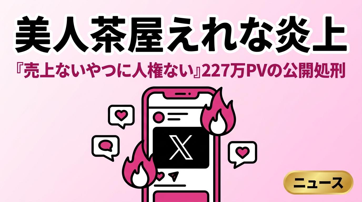 美人茶屋えれな炎上を象徴する炎とスマホUIアイコン