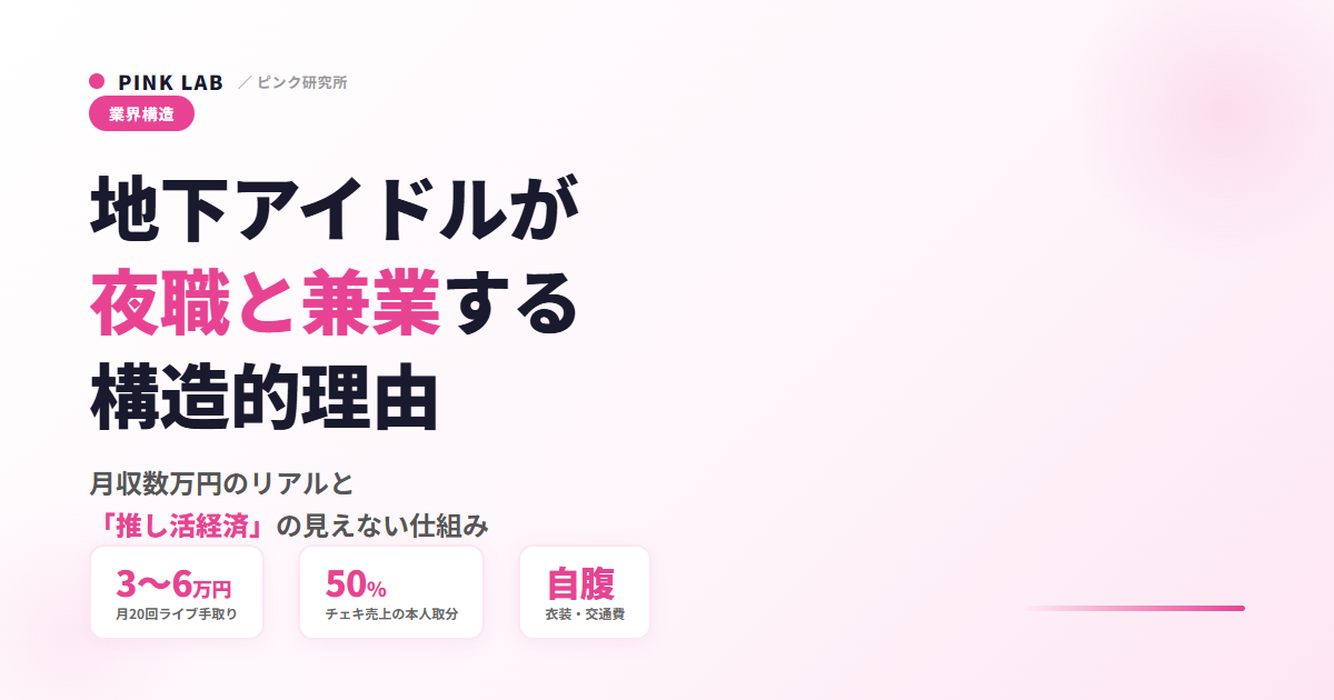 地下アイドルはなぜ夜職と兼業するのか──月収数万円のリアルと「推し活経済」の構造