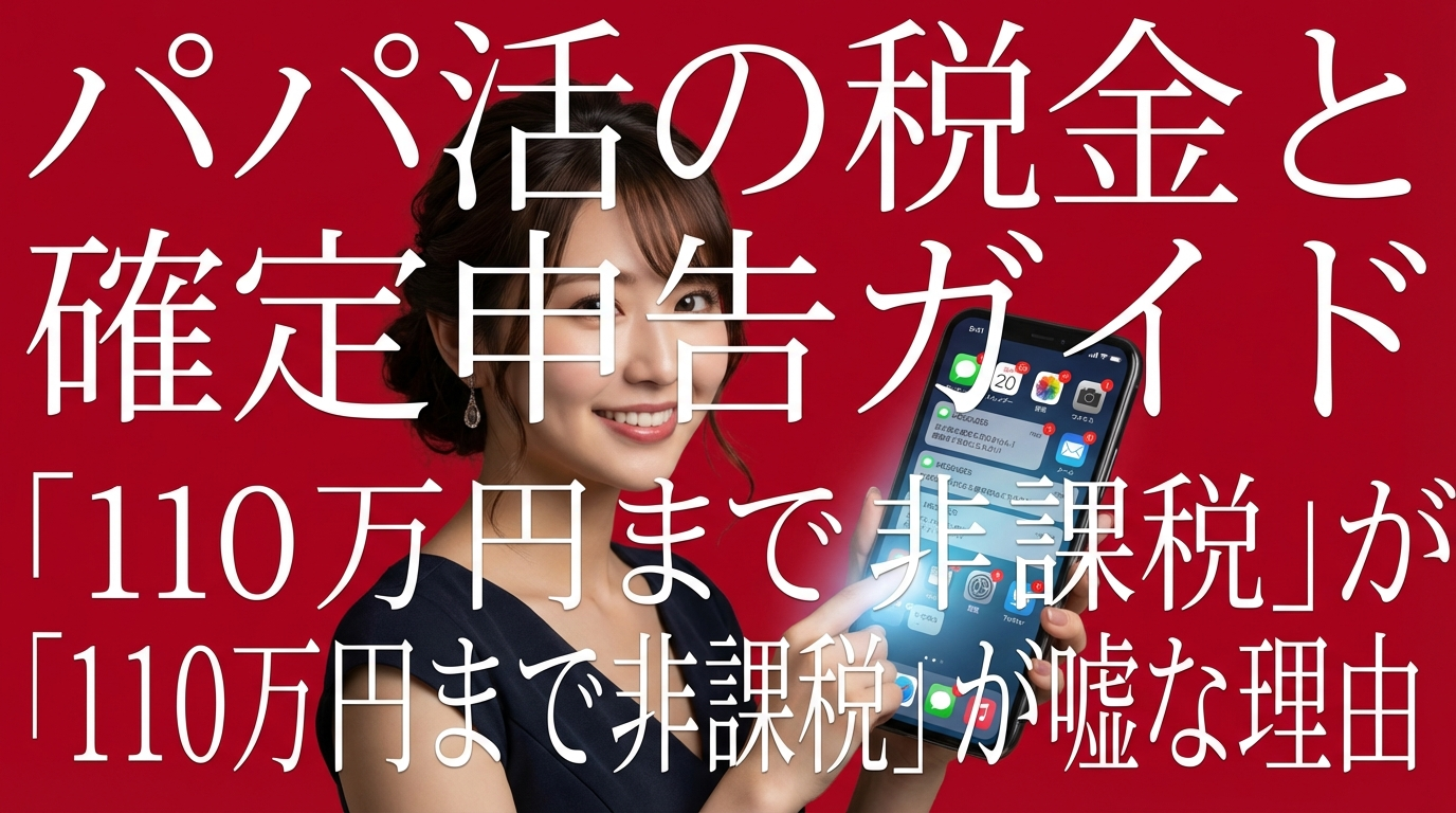 パパ活 × 税金  パパ活の税金・確定申告ガイド。  「110万円まで非課税」が嘘な理由