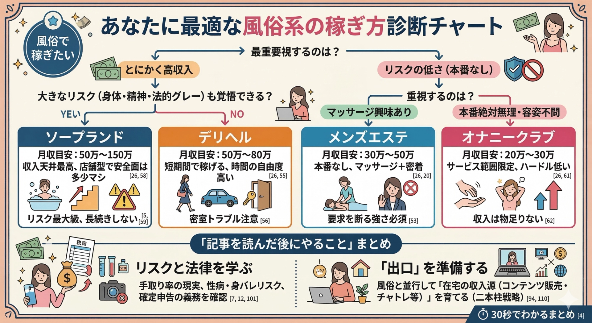 風俗系の稼ぎ方フローチャート