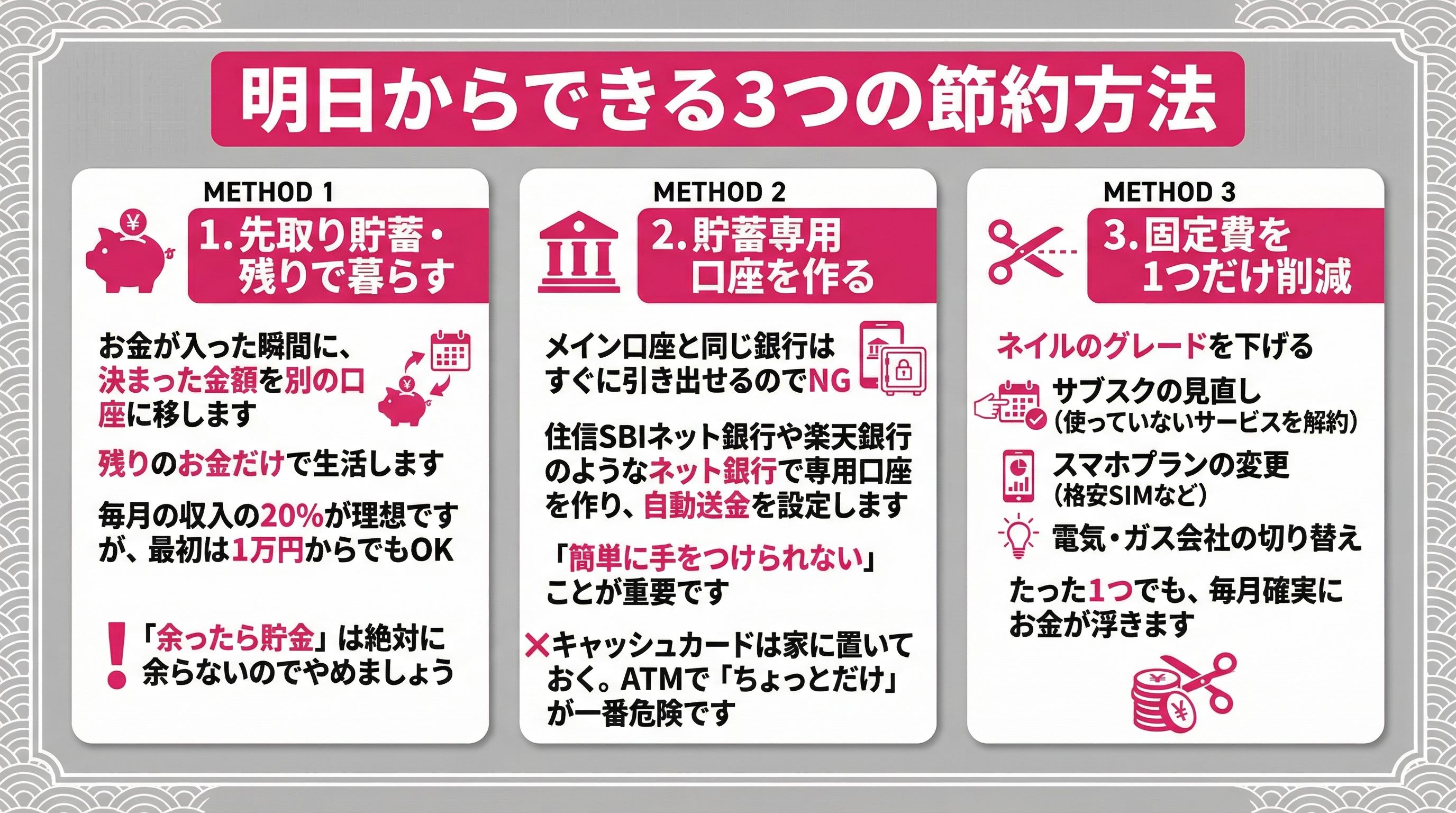 明日からできる3つの節約方法