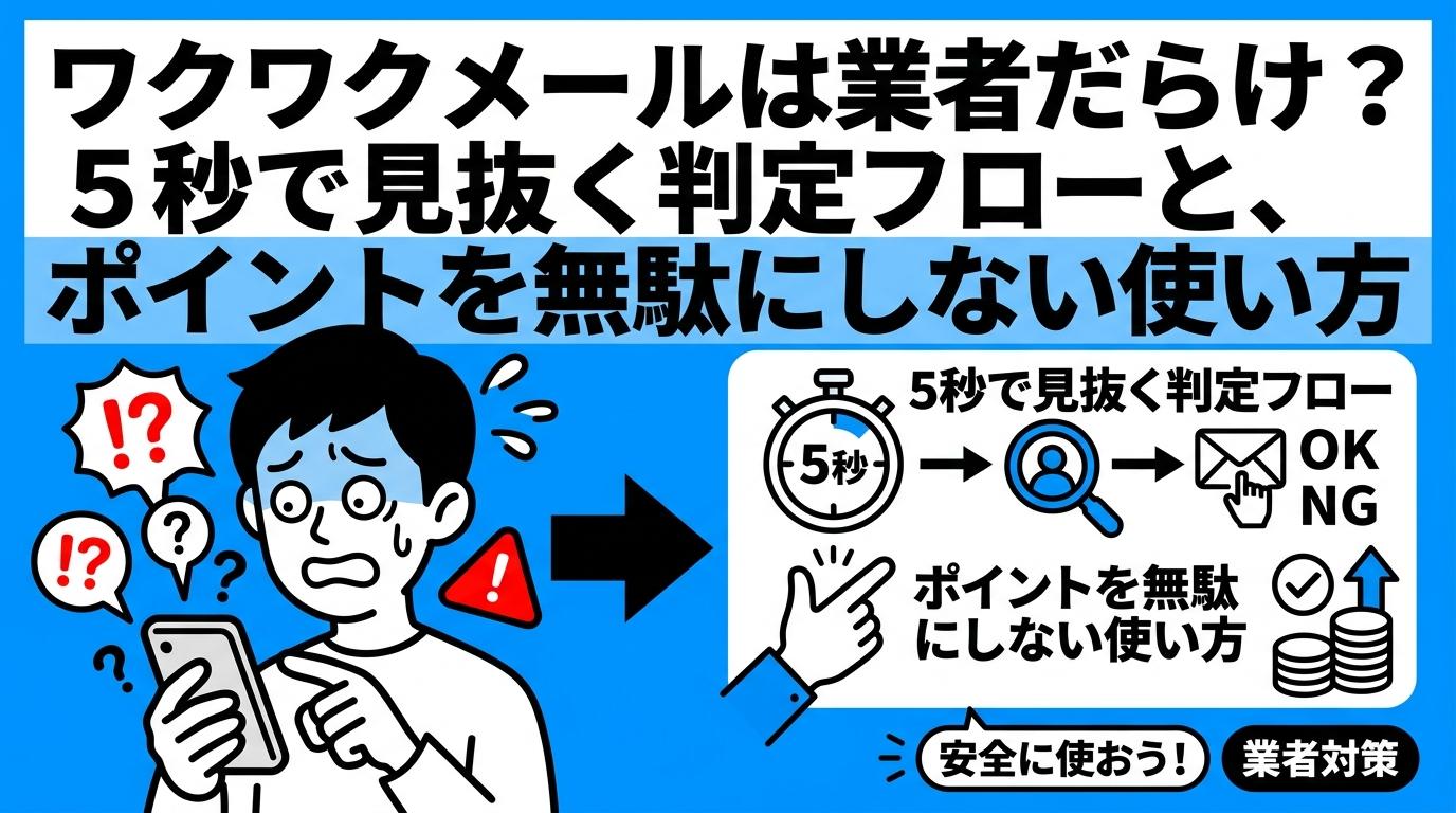 ワクワクメールは業者だらけ？5秒で見抜く判定フローと、ポイントを無駄にしない使い方