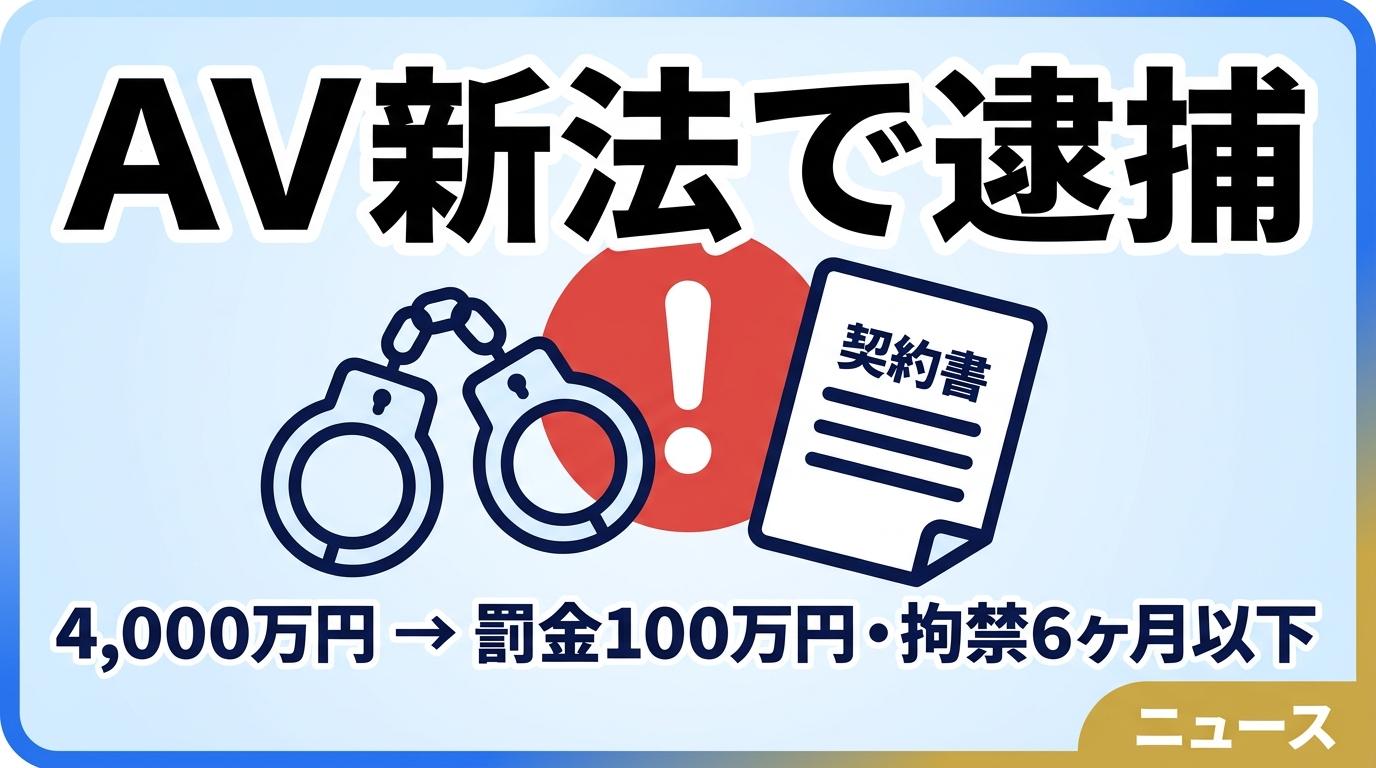 【宮城県初摘発】AV新法で「4,000万円男」が逮捕｜契約書1ヶ月ルールと「ここまで合法／ここから違法」の境界線