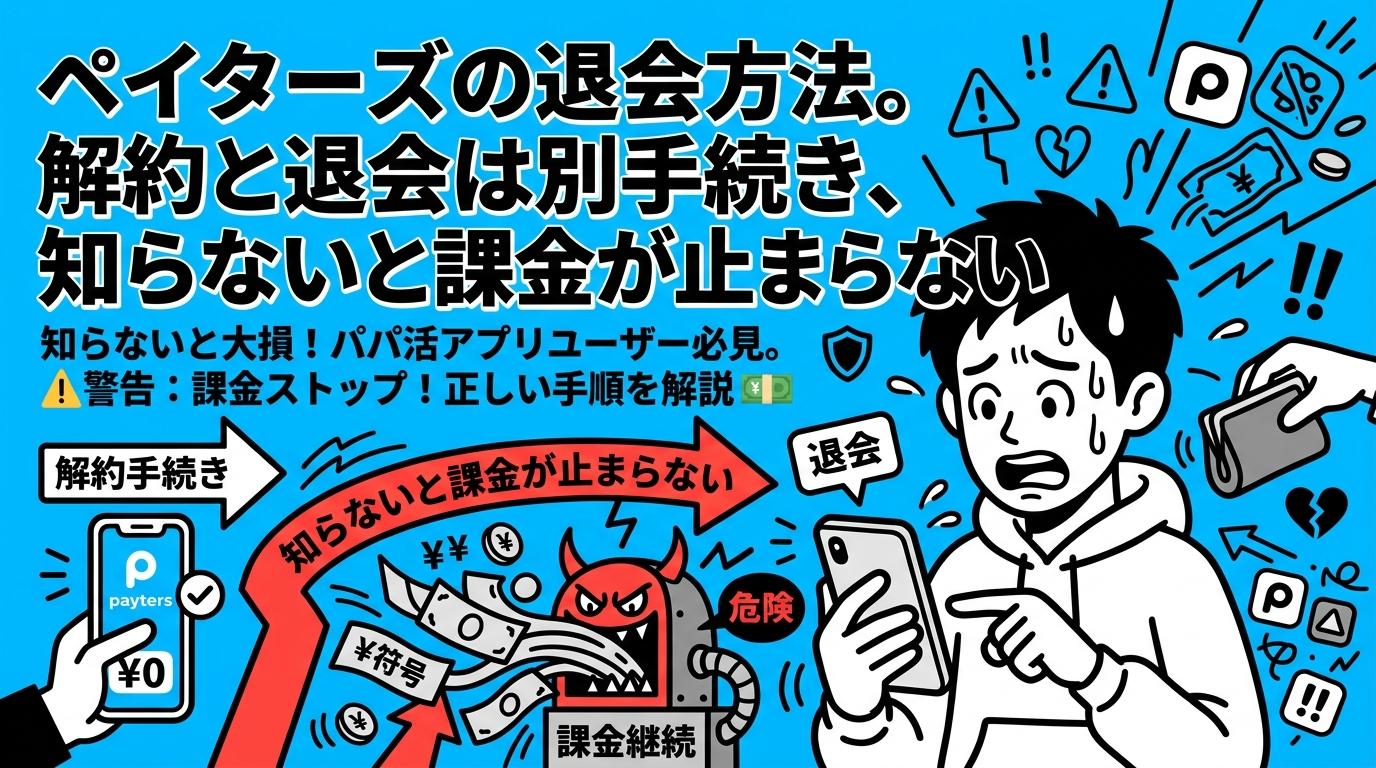 ペイターズの退会方法。「解約」と「退会」は別手続き、知らないと課金が止まらない