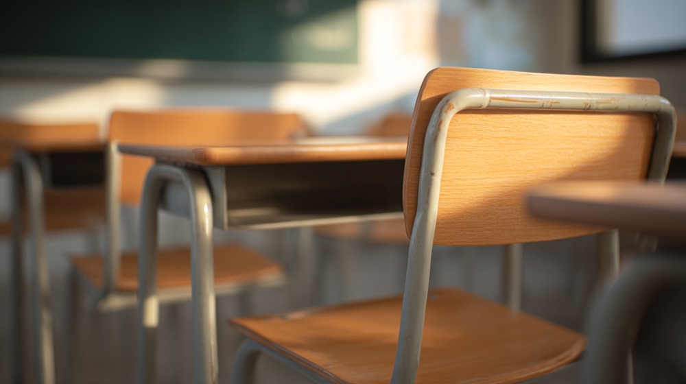 Image Empty classroom desks symbolizing institutional failure and lack of student supervision in New Jersey schools