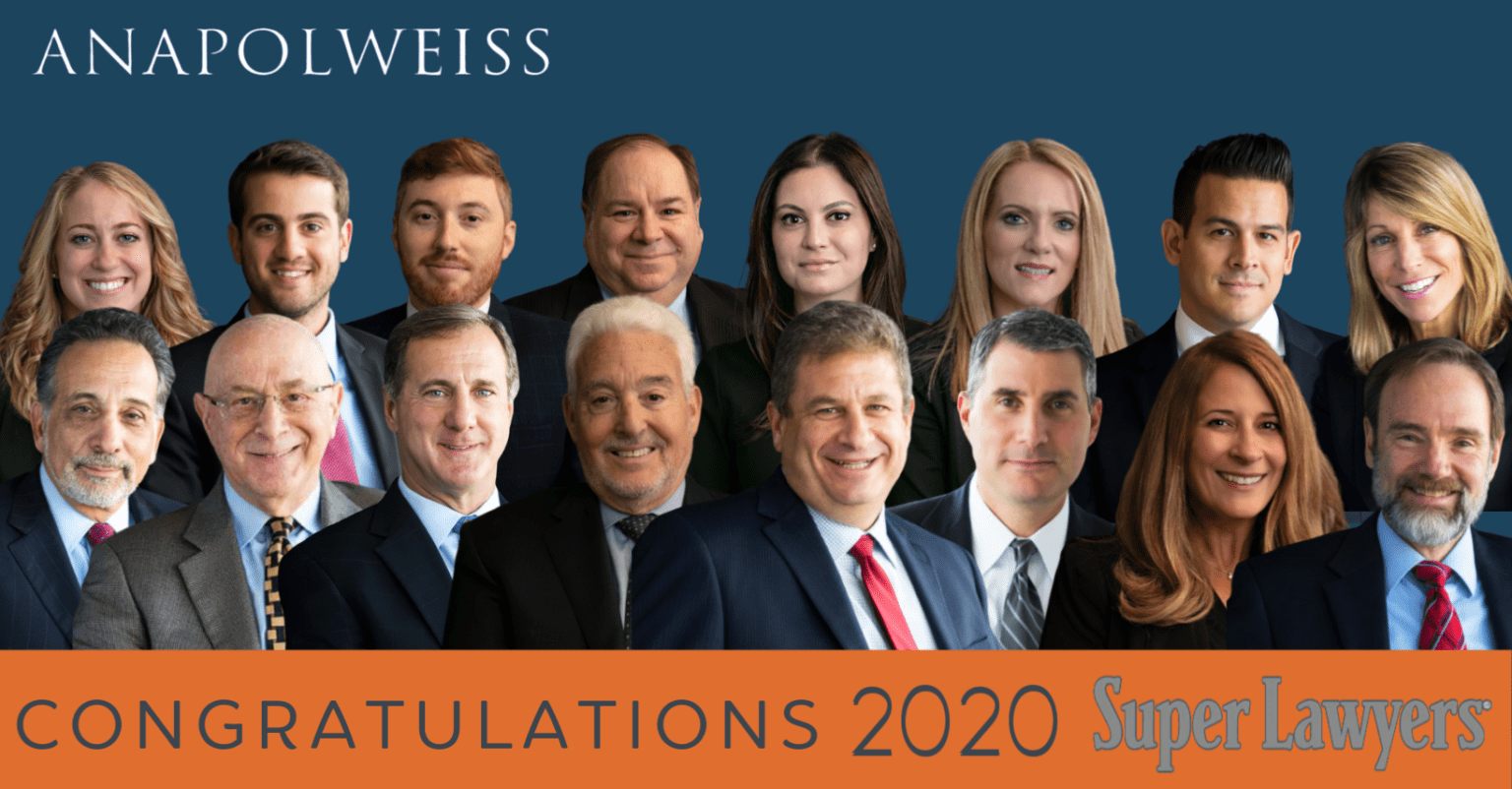 Anapol Weiss Attorneys Named 2020 Super Lawyers and Rising Stars