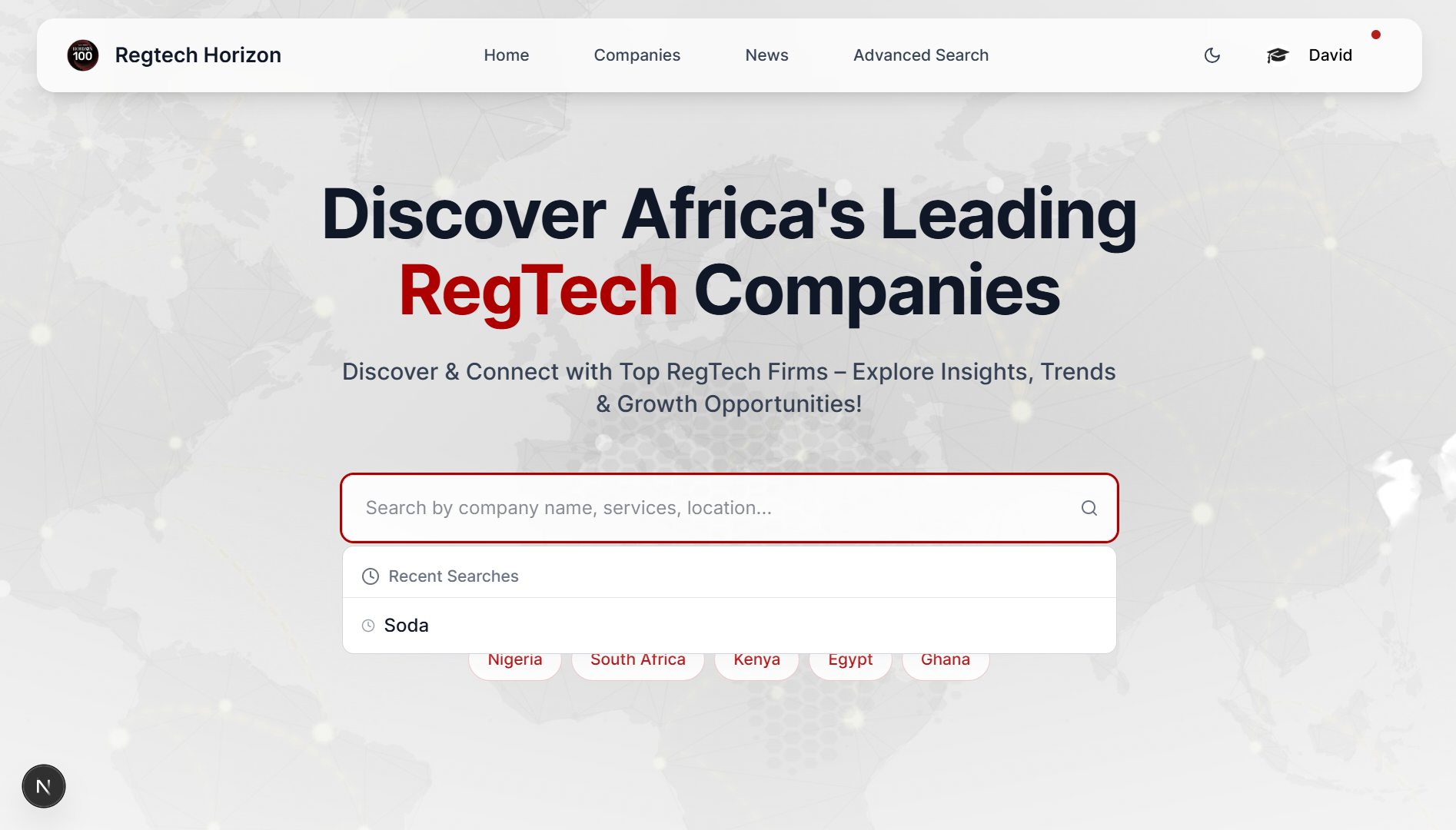 Regtech Horizon Homepage