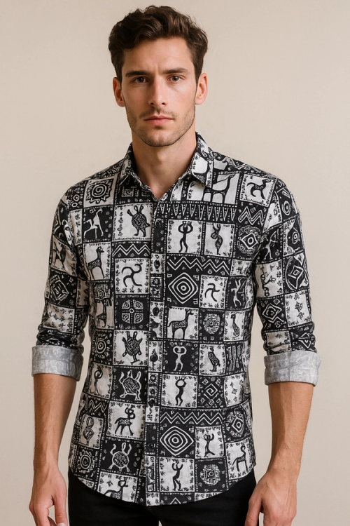 TRIBAL MONOCHROME SHIRT