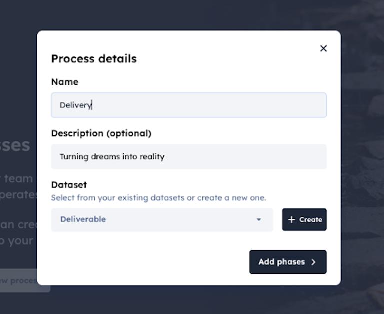 Create process in modlify for Delivery