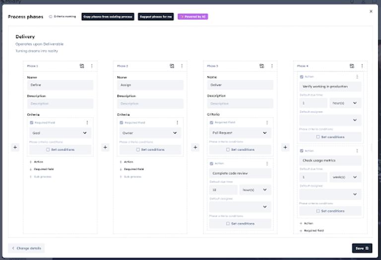 Delivery process setup