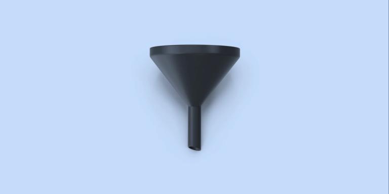 Black funnel on blue background