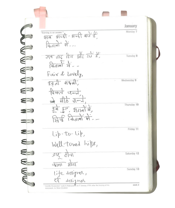 Handwritten song drafts spanning multiple films