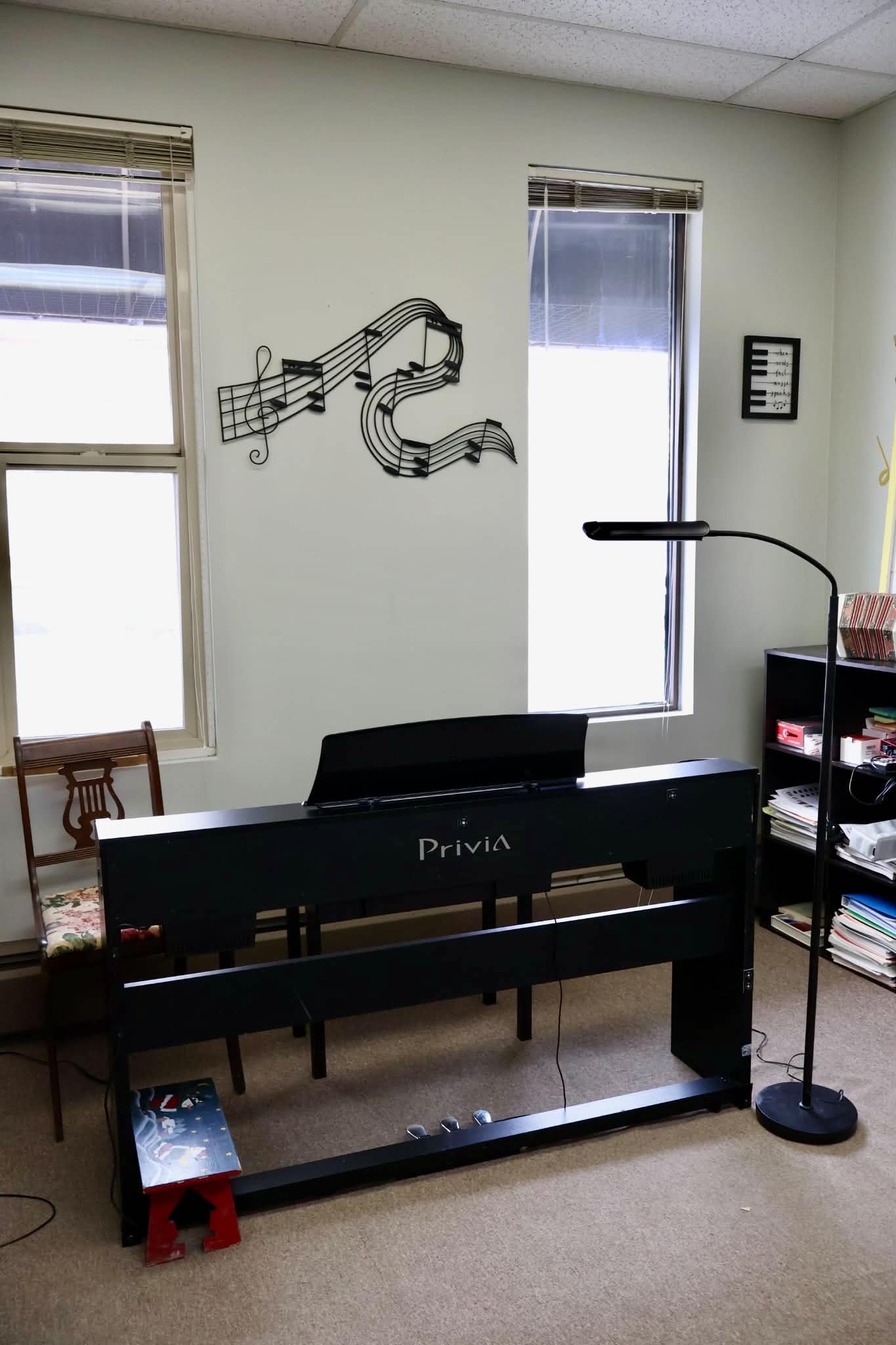 Piano teaching area at Edelweiss Music & Art Studio in Vernon.