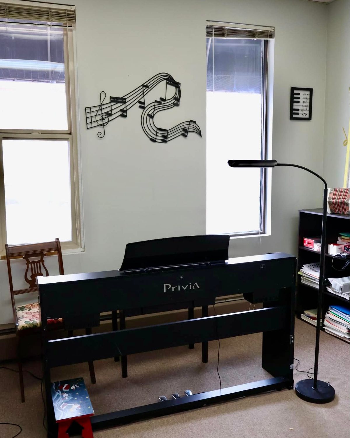 Piano teaching area at Edelweiss Music & Art Studio in Vernon.