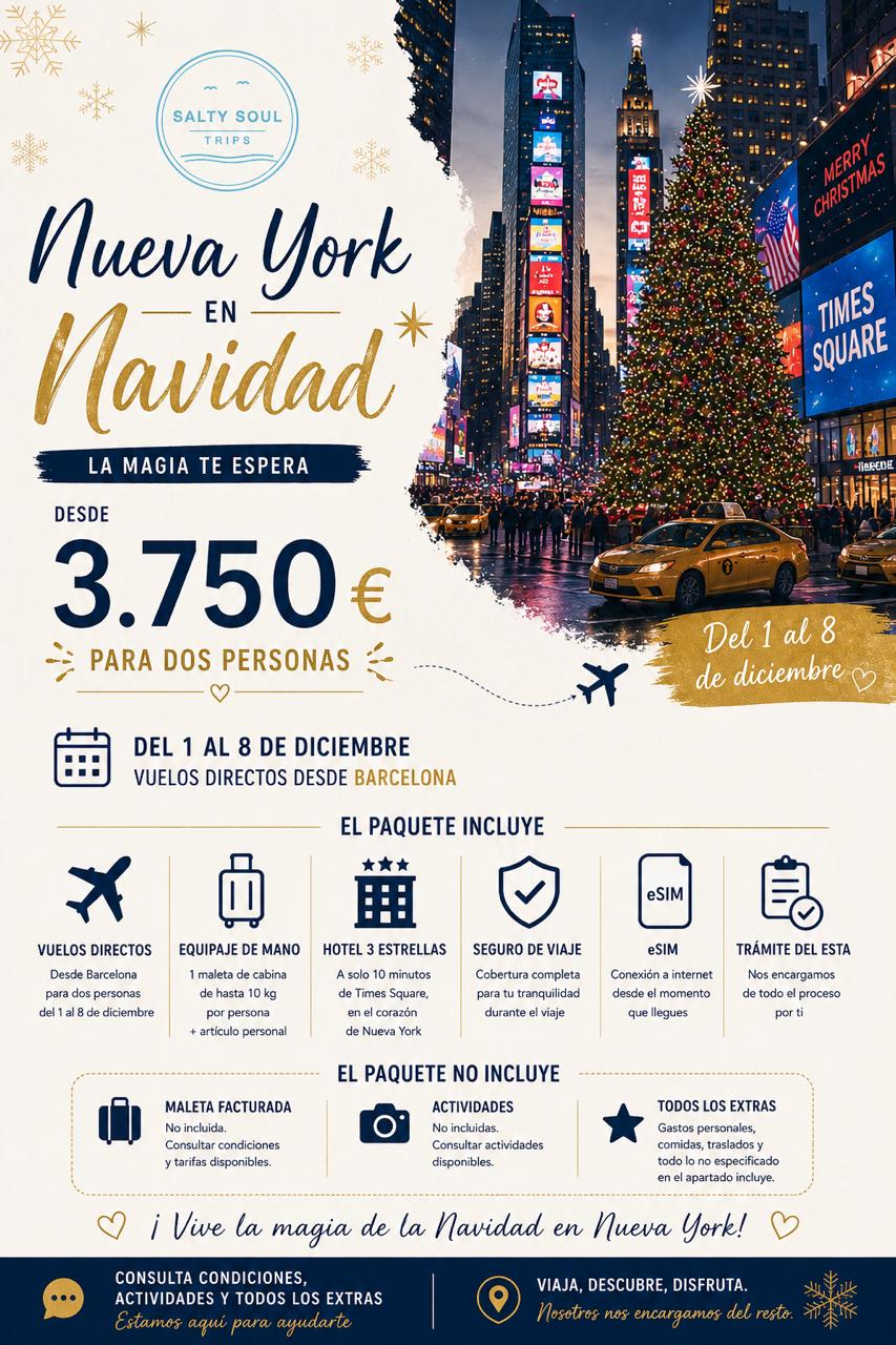 Flyer del viaje a Nueva York en Navidad