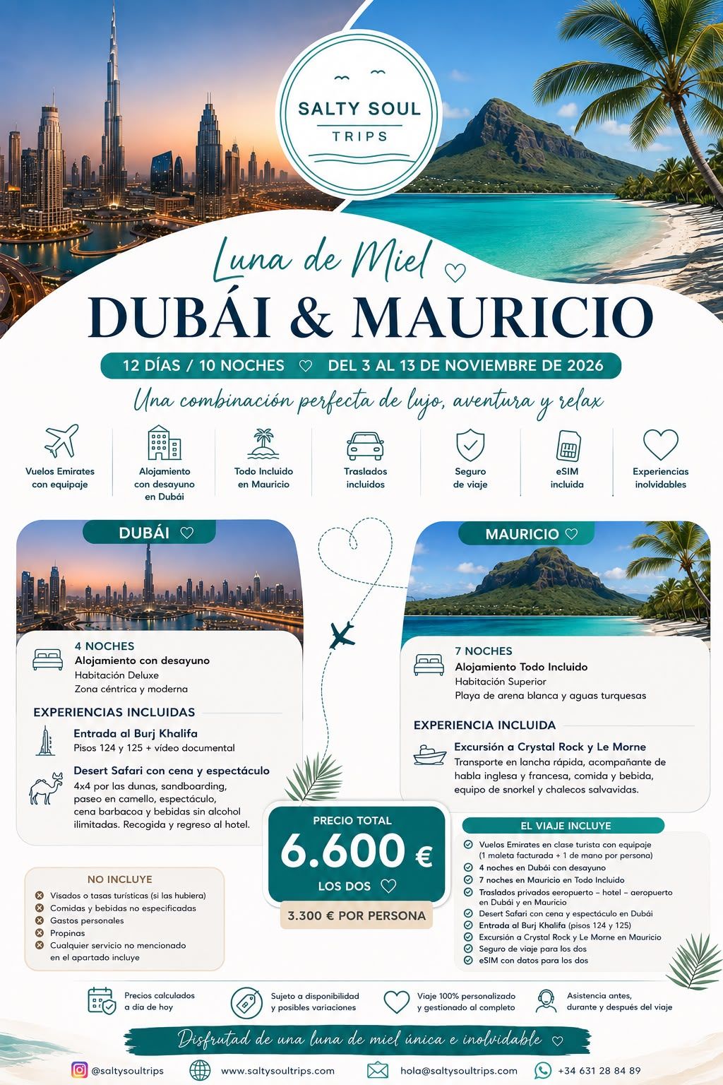 Flyer del viaje a Dubái & Mauricio