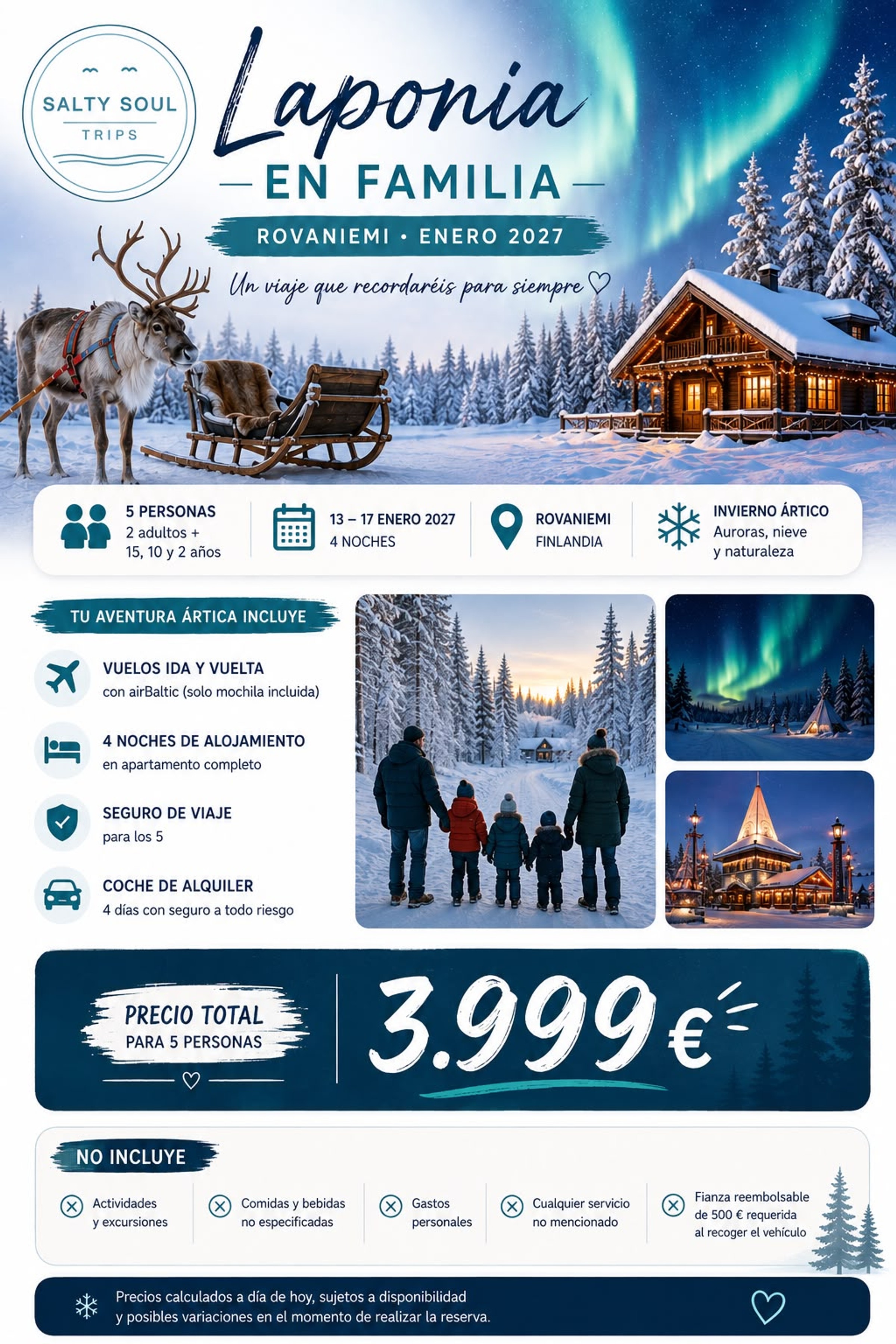 Flyer del viaje a Laponia en Familia