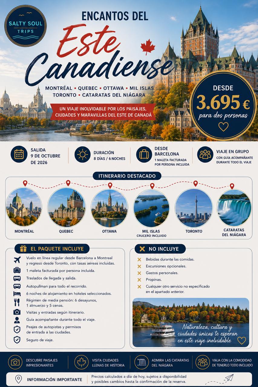 Flyer del viaje a Este Canadiense