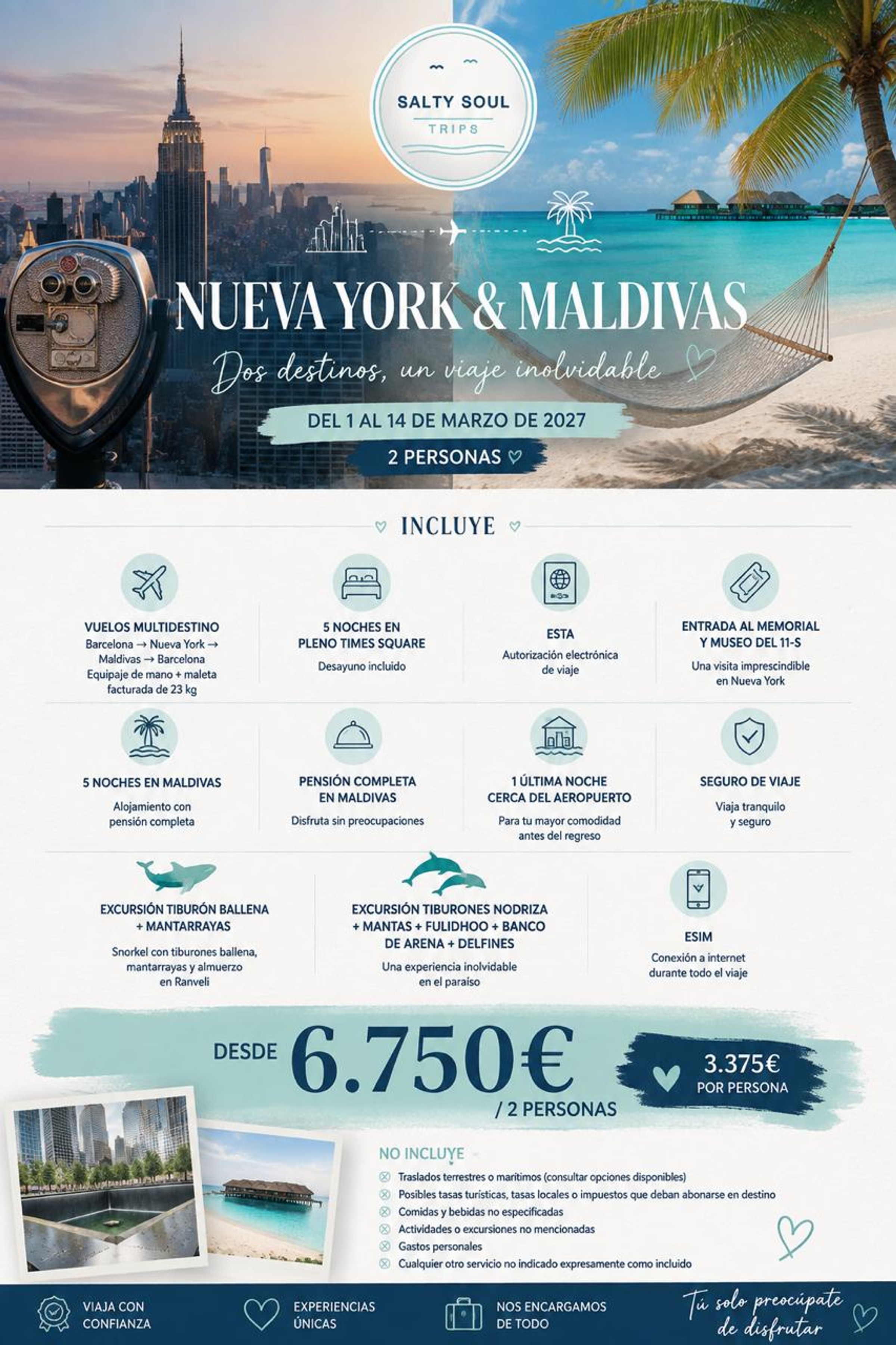 Flyer del viaje a Nueva York & Maldivas