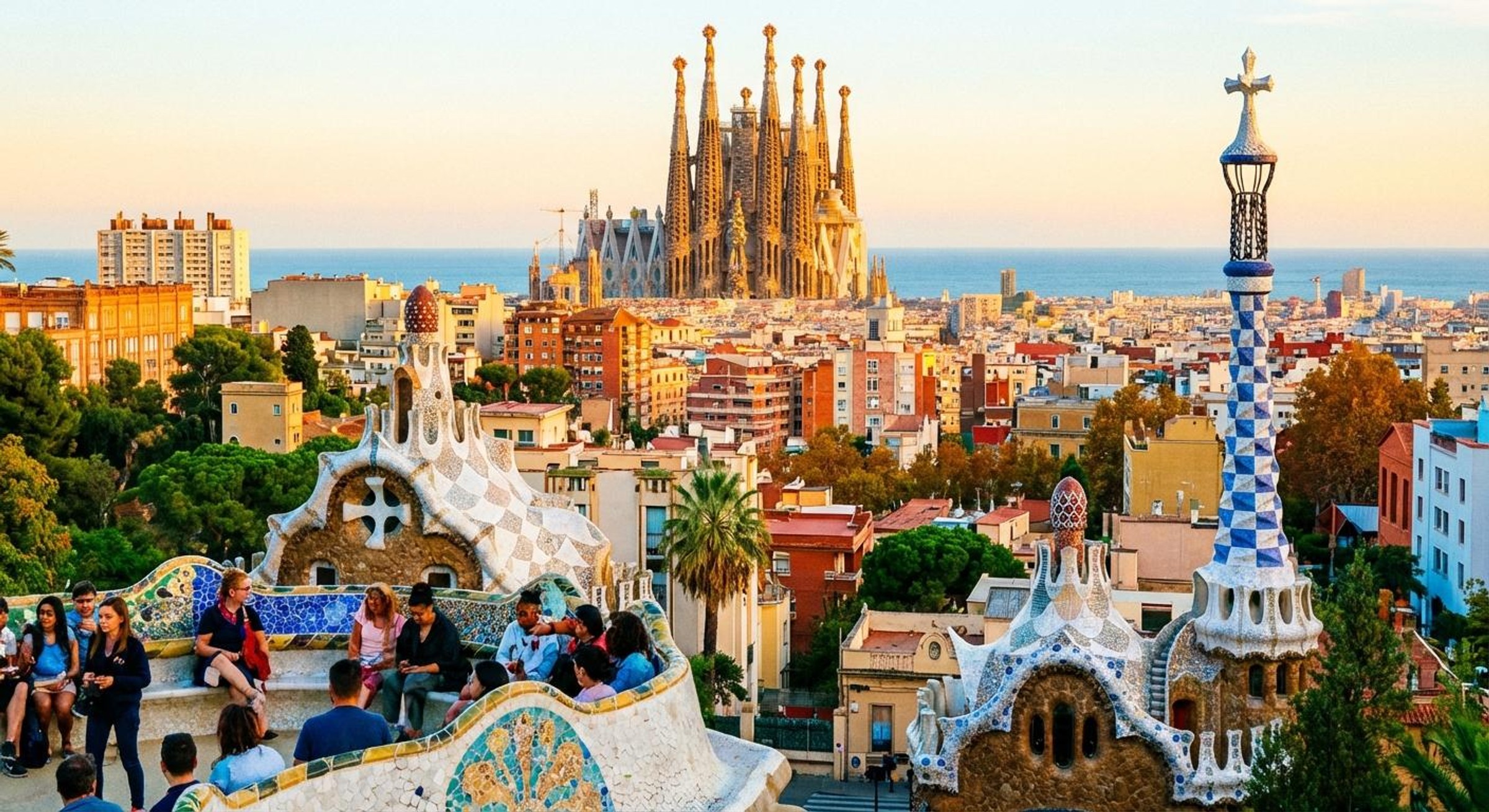 Parque Güell de Barcelona, arquitectura modernista de Gaudí y destino del circuito Cataluña al completo de 7 días.