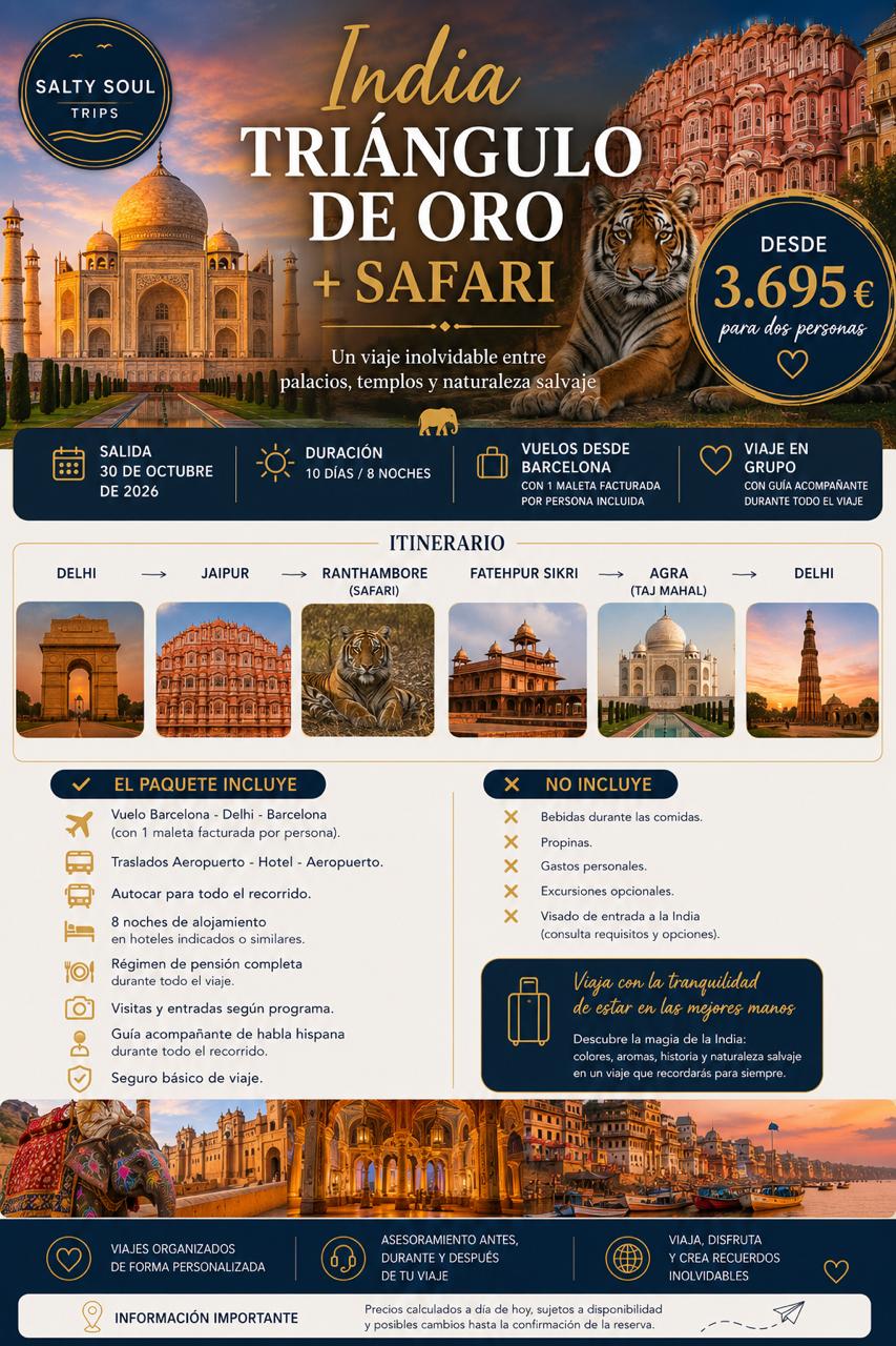 Flyer del viaje a India & Safari