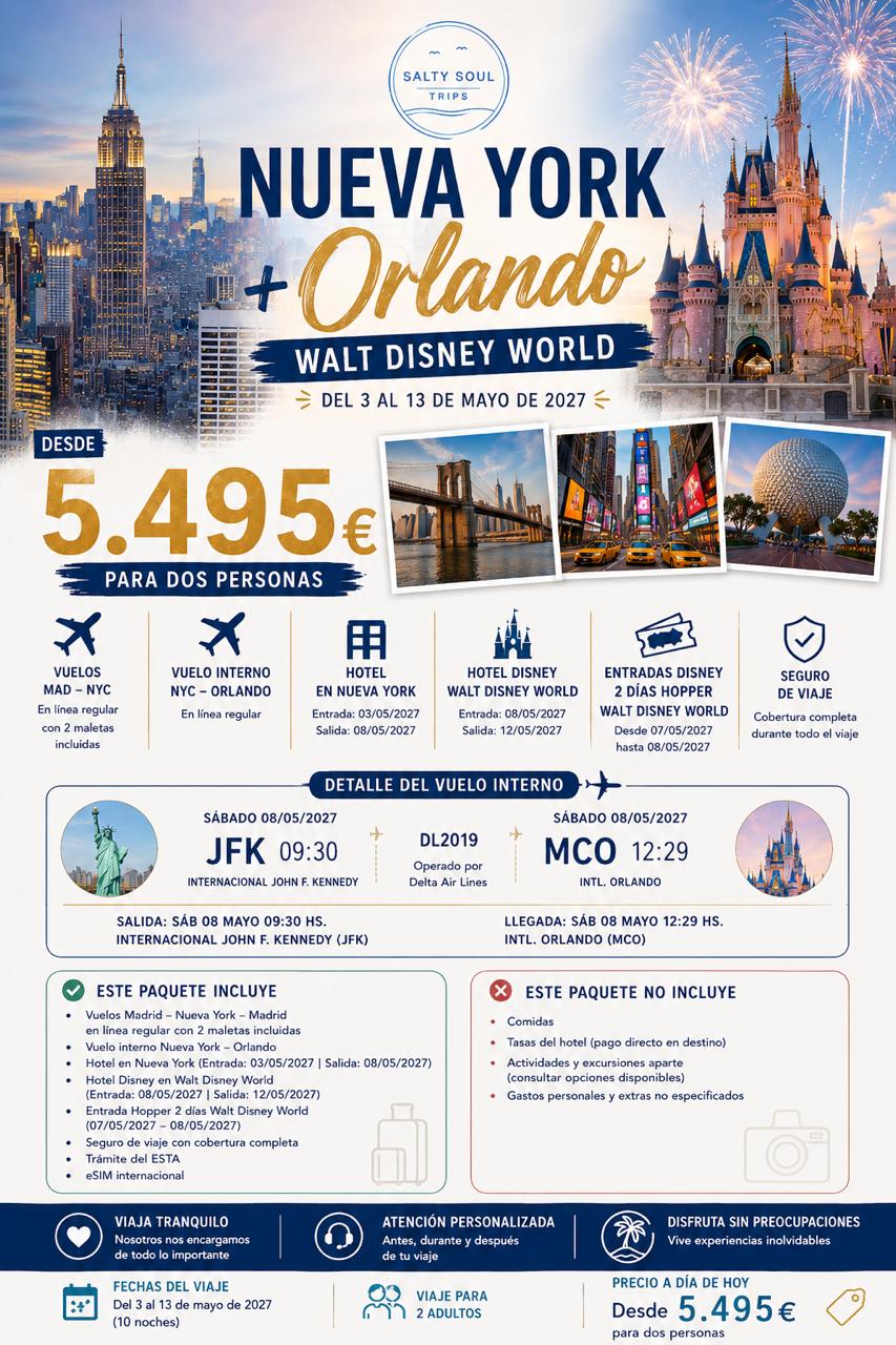 Flyer del viaje a New York & Disney