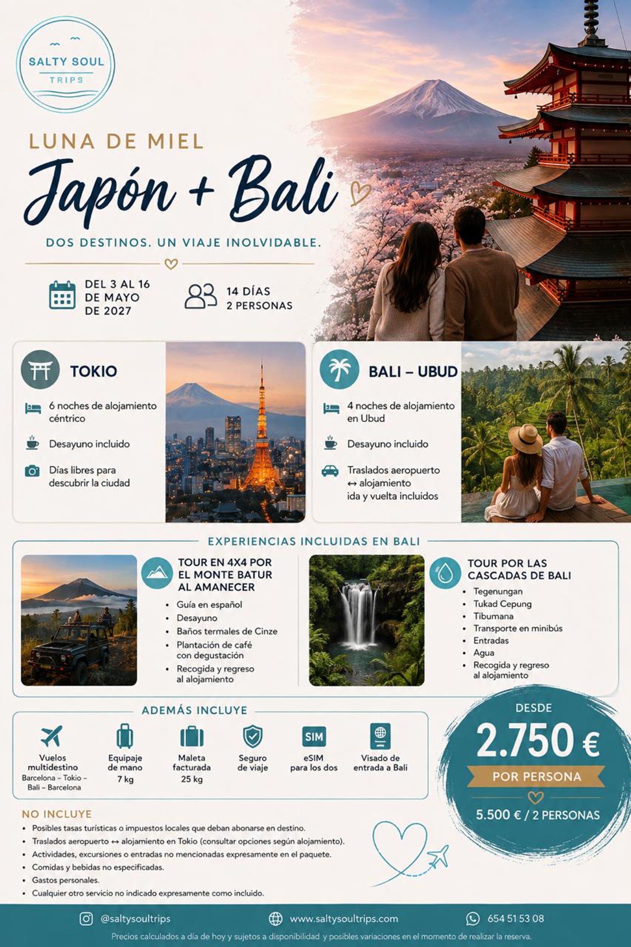 Flyer del viaje a Japón + Bali