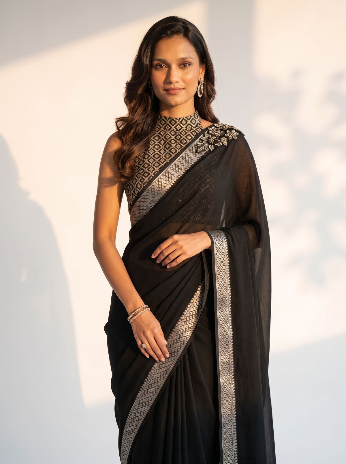 Midnight Black Sequin Saree