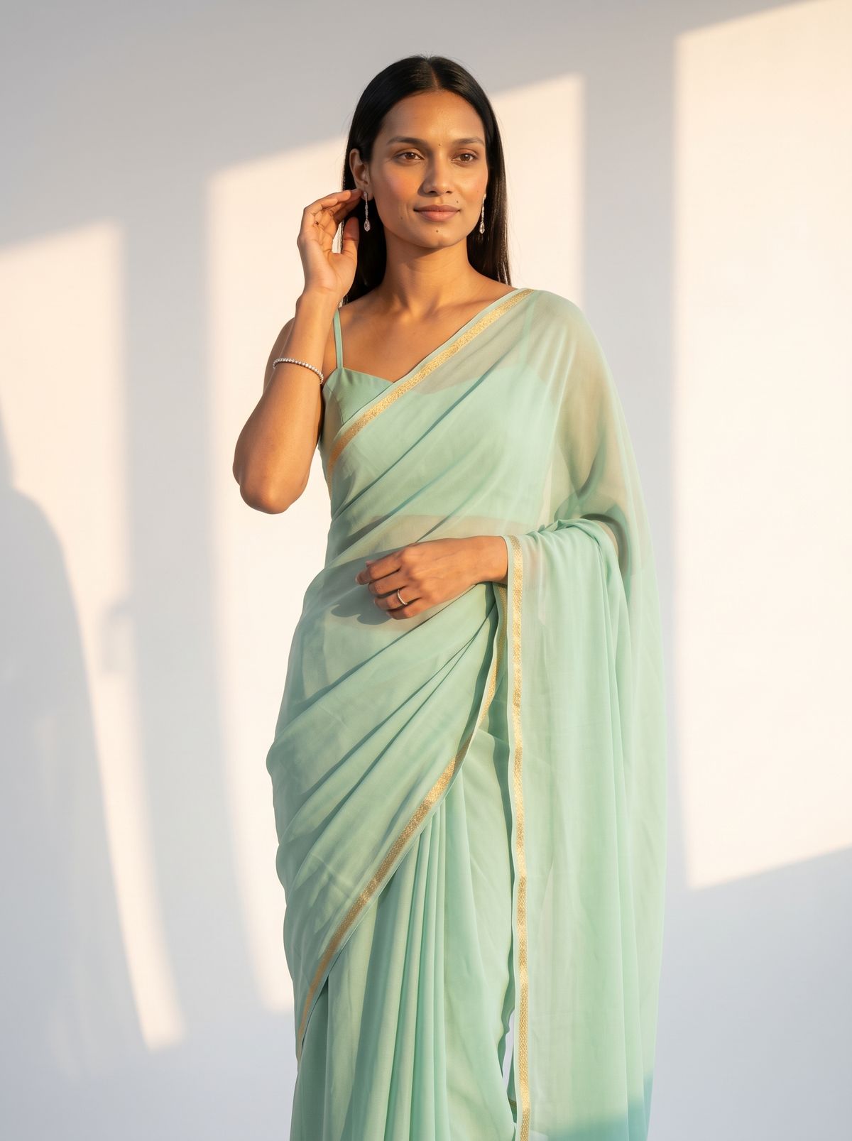 Mint Green Minimal Saree
