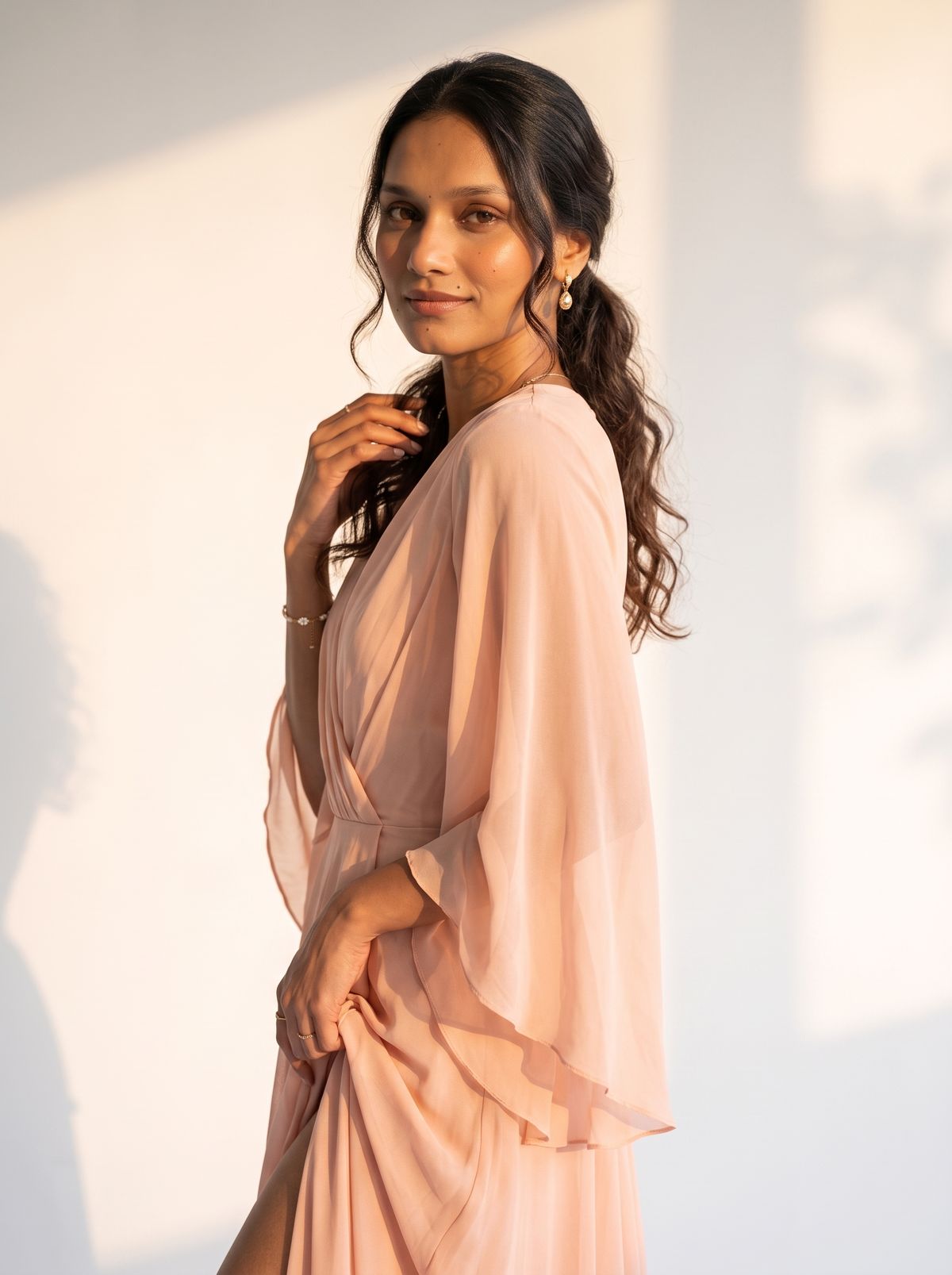 Blush Peach Sheer Gown