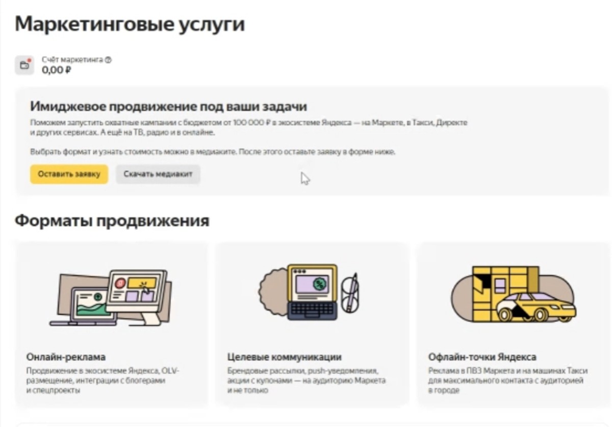 Маркетинговые услуги Я.Маркет