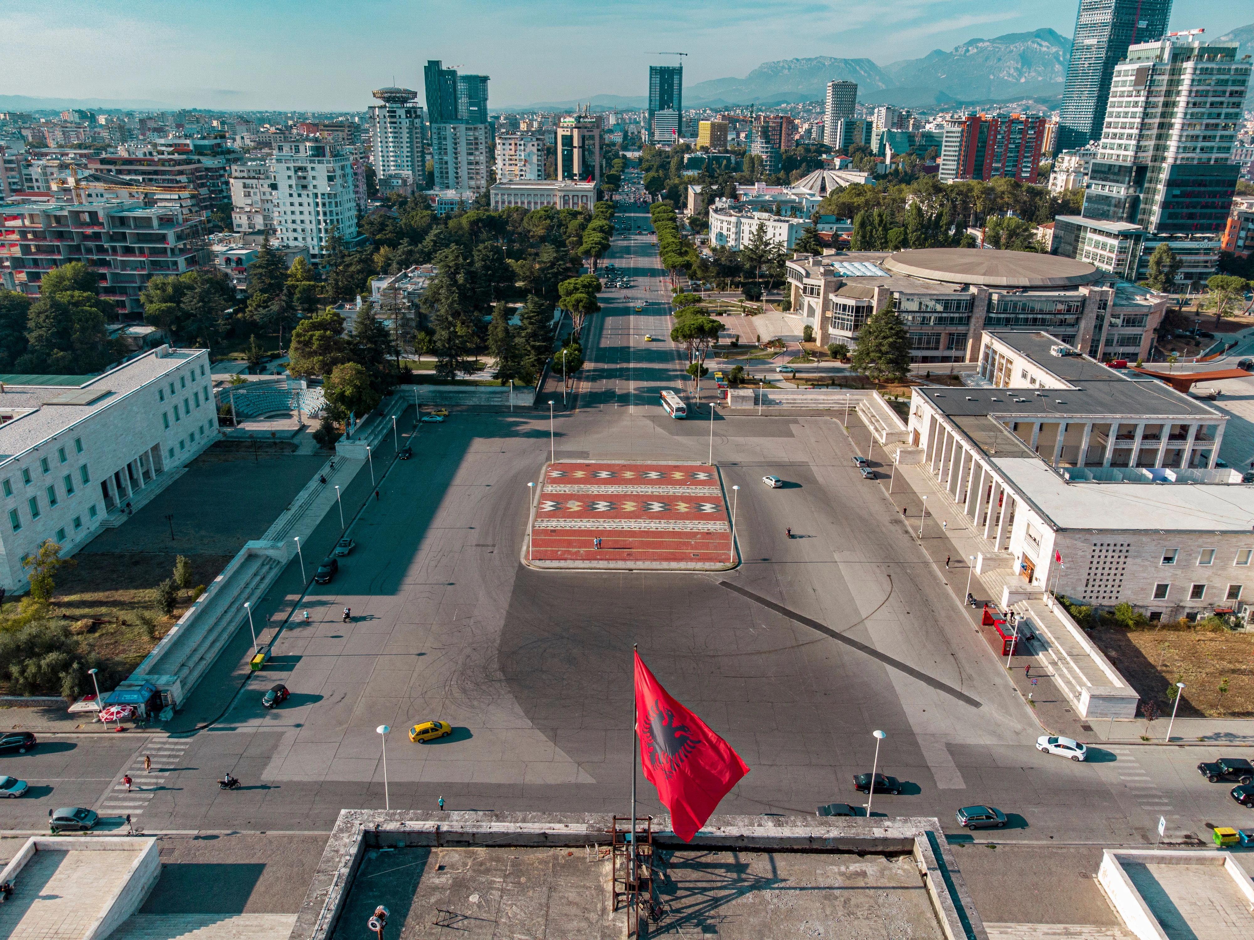 Tirana city centre skyline, Albania, a growing destination for international dental patients