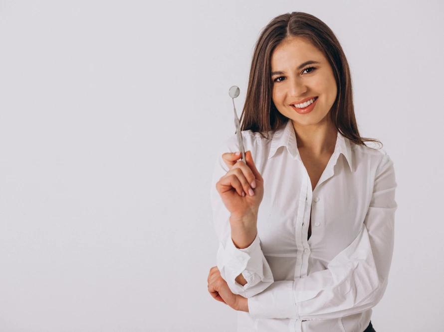 dentist with dental tool
