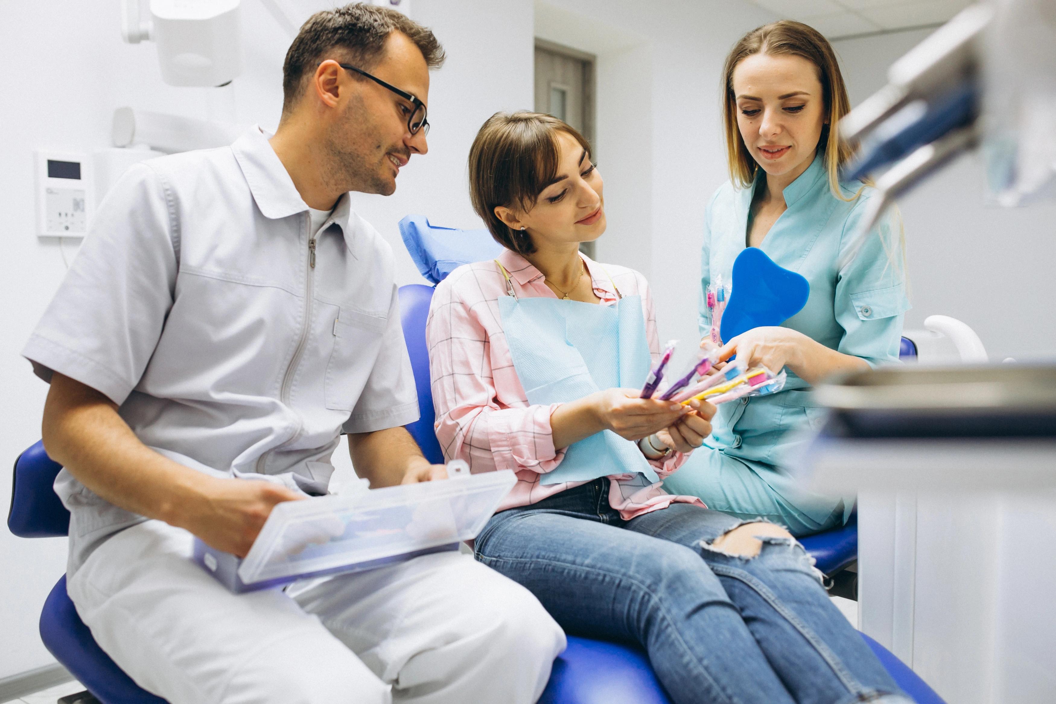 Woman patient with a dentist