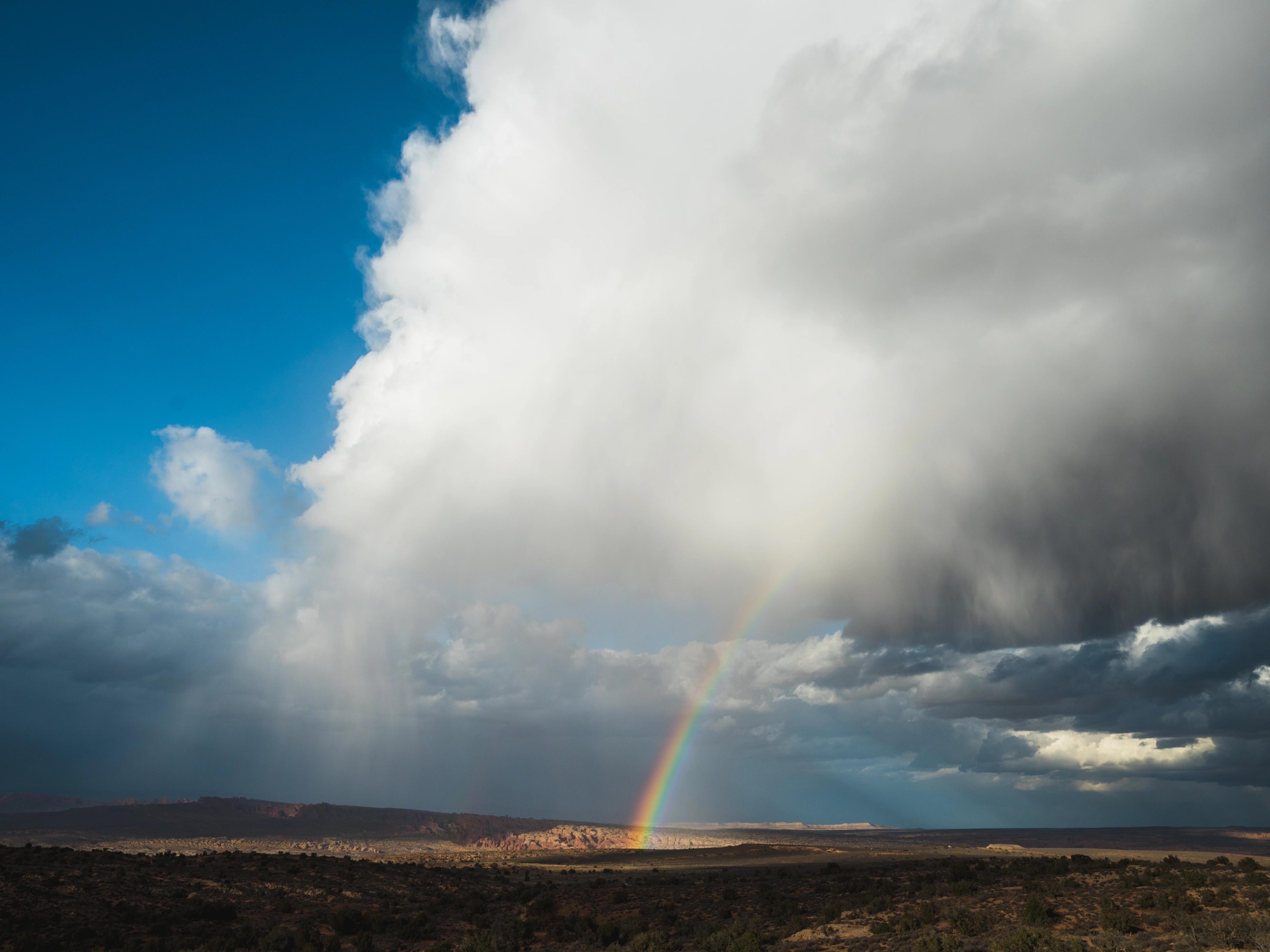 Albania Weather | beautiful wide shot rainbow white clouds