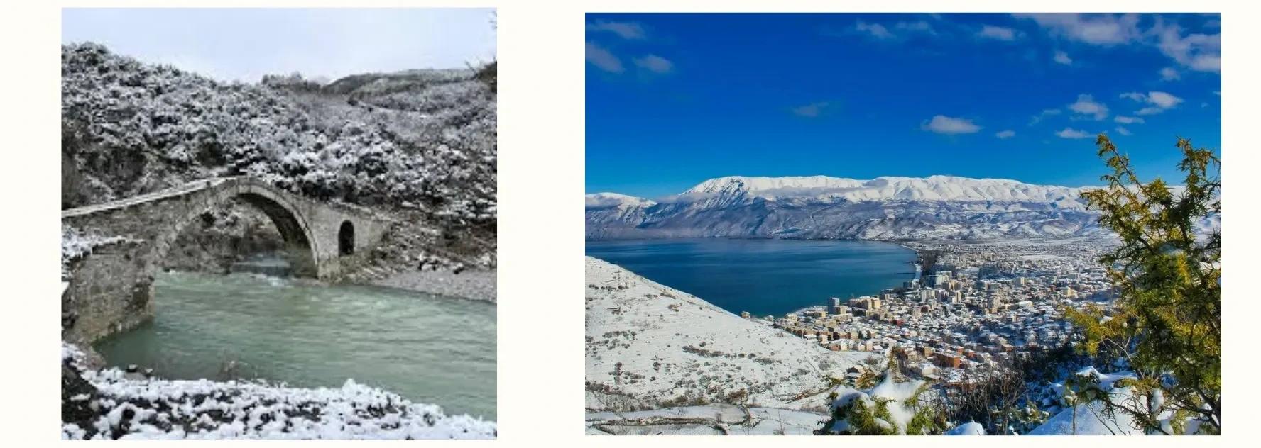 Benje and lake Ohrid in winter