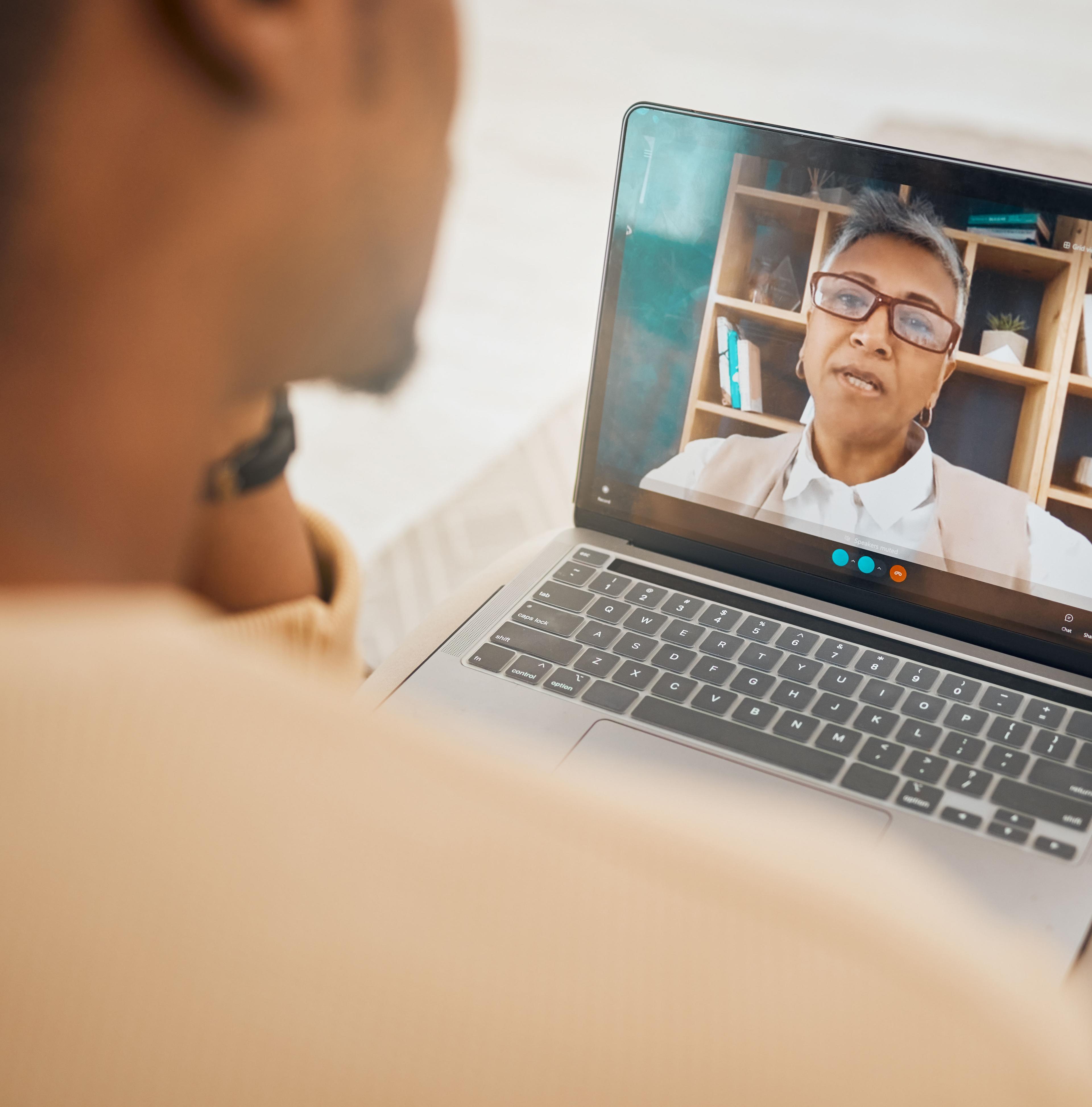 Man having online consultation with psychiatrist